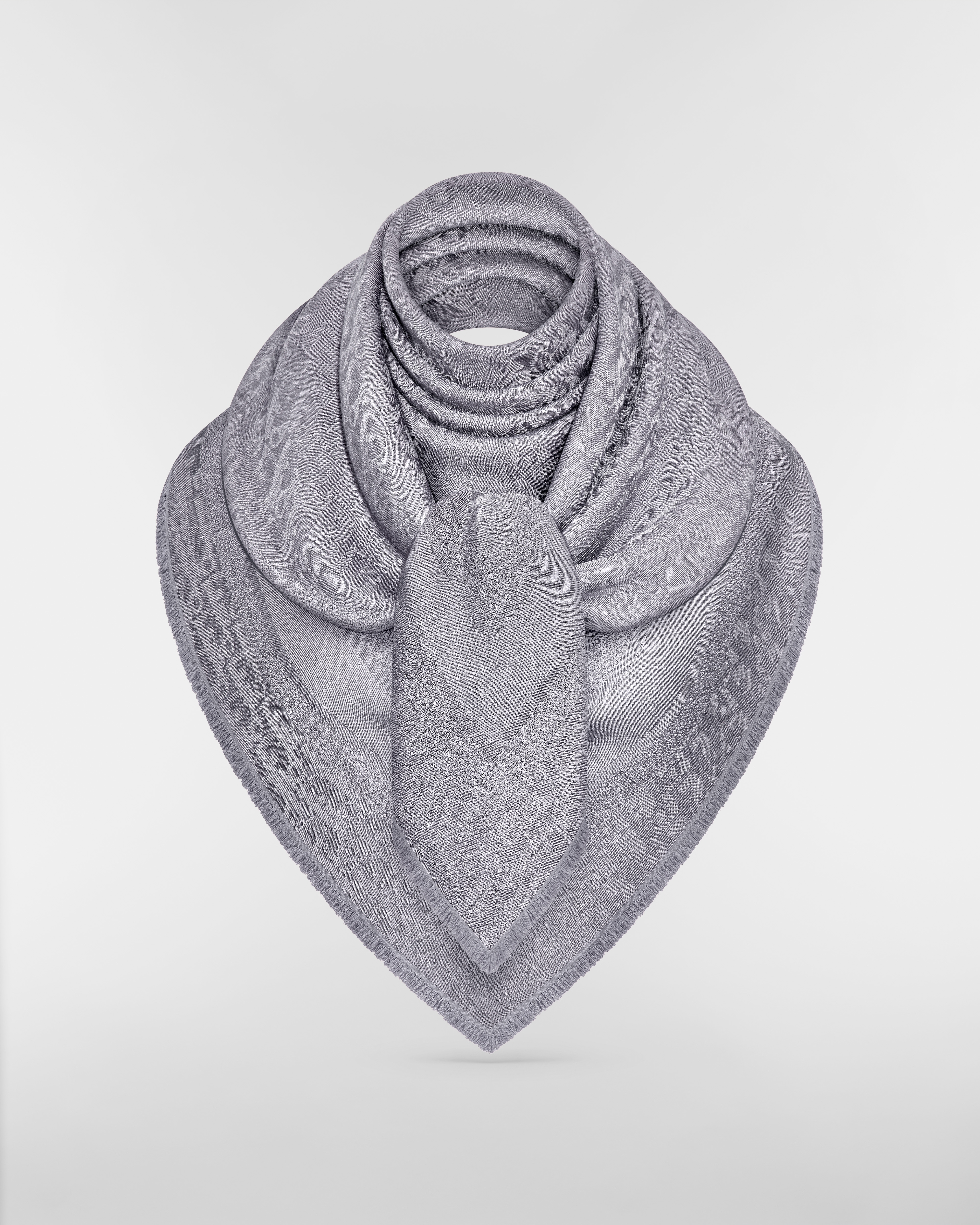 Dior Oblique Shawl Gray Wool, Silk and Cashmere E02