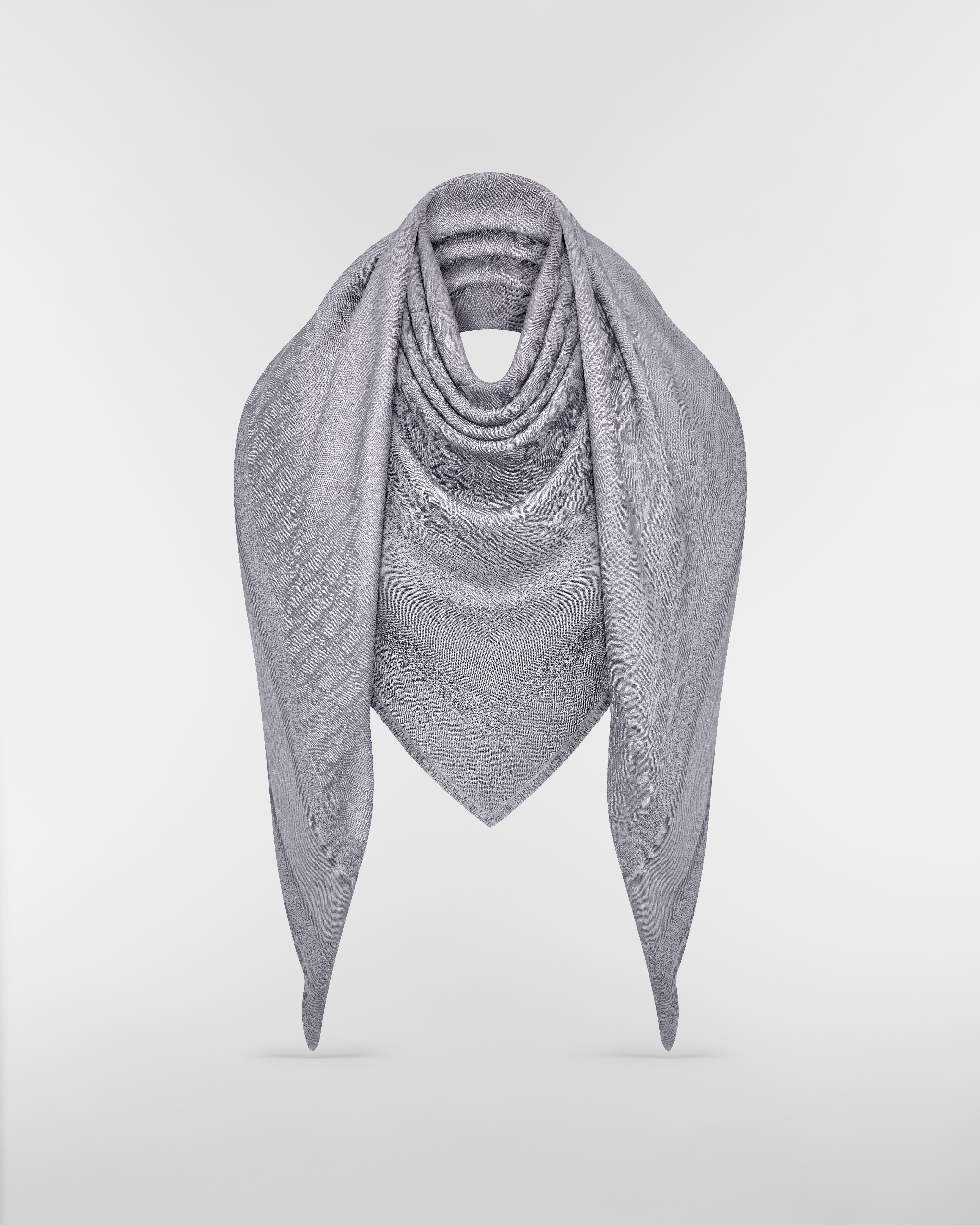 Dior Oblique Shawl Gray Wool, Silk and Cashmere E12