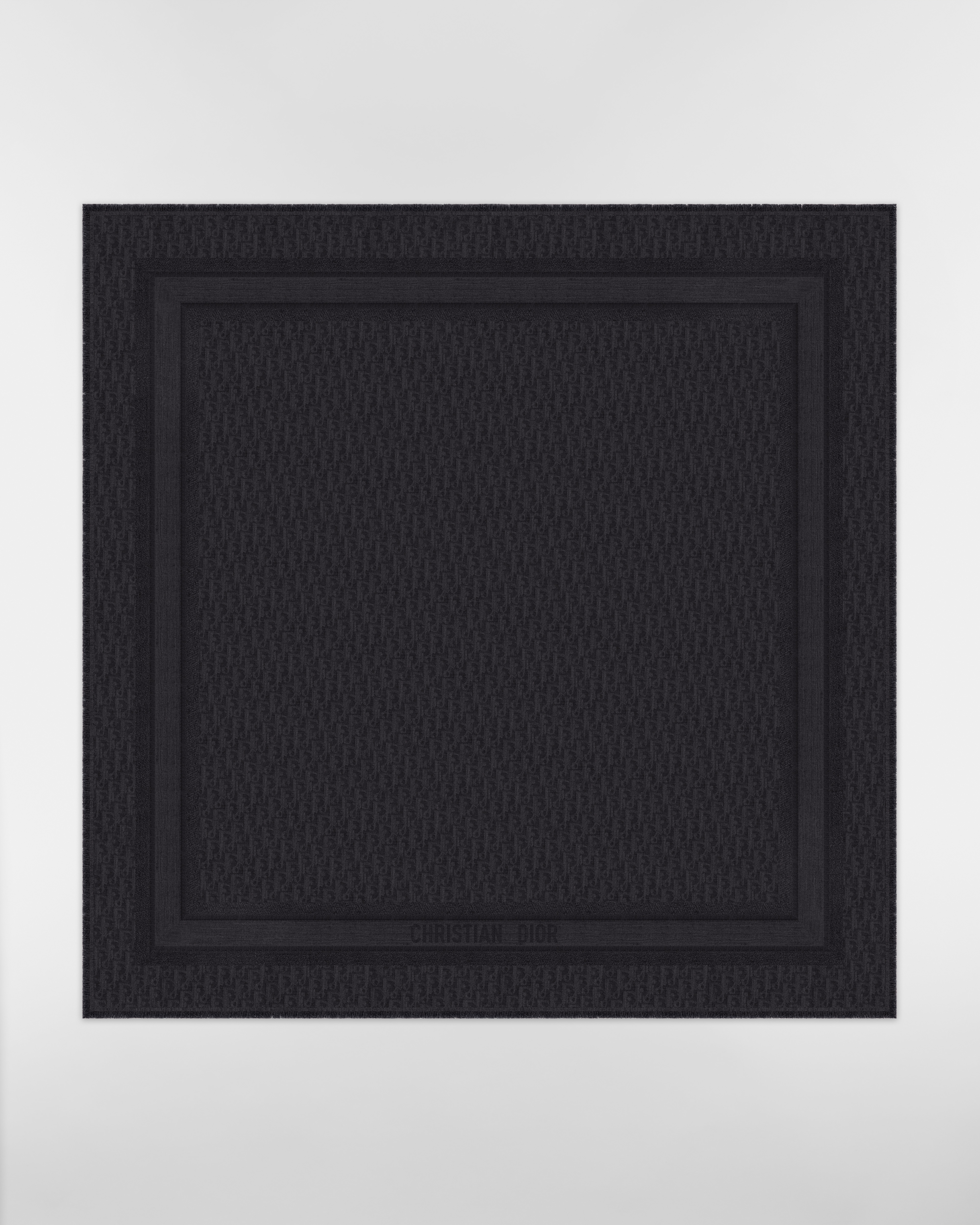 Dior Oblique 숄 블랙 울 실크 캐시미어 E01