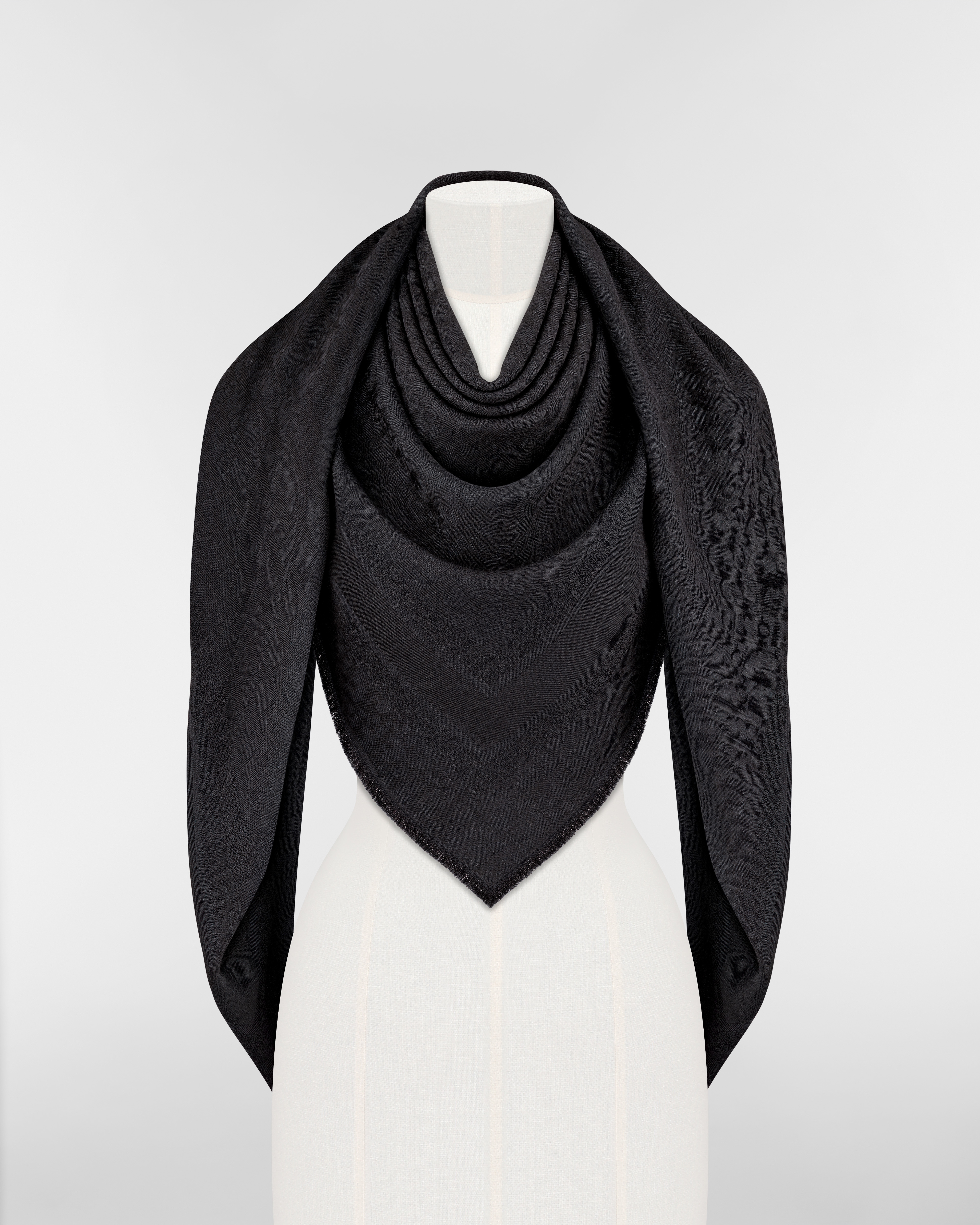 Châle Dior Oblique Laine, soie et cachemire noirs E10