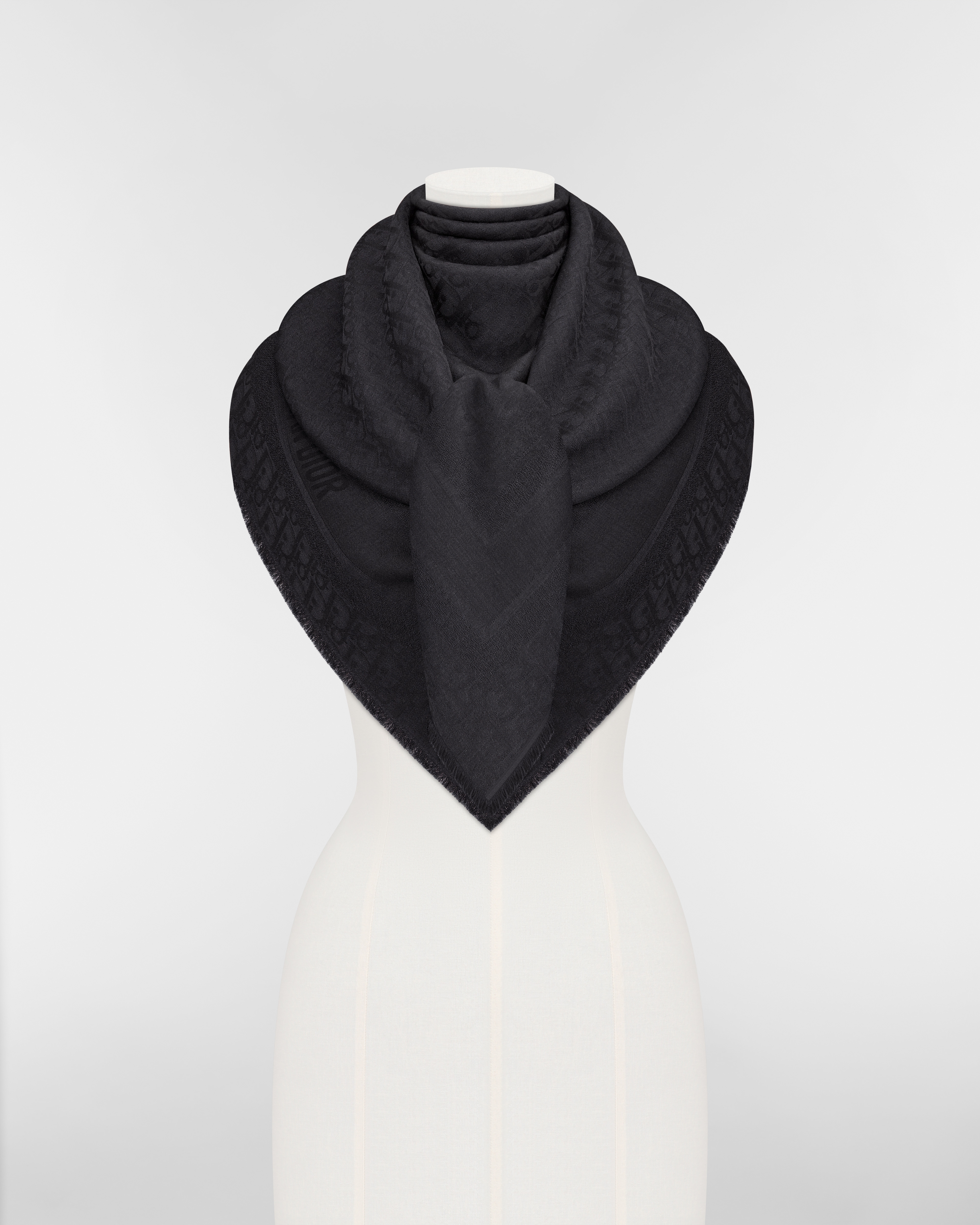 Châle Dior Oblique Laine, soie et cachemire noirs E12