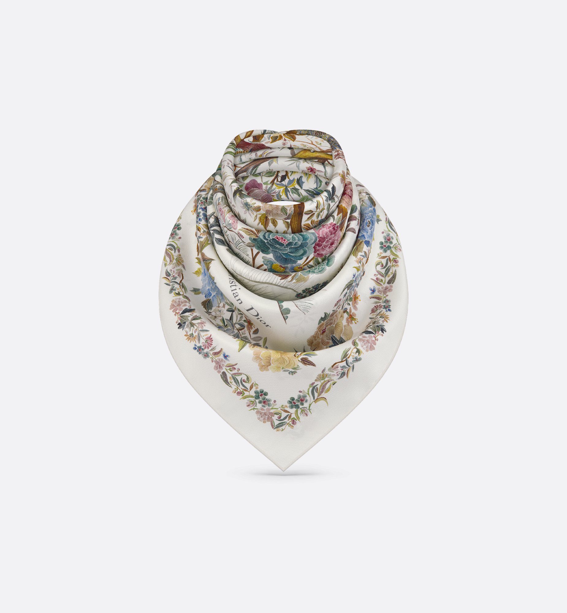 Dior Jardin d'Hiver 90 Square Scarf White Multicolor Silk Dior Jardin d'Hiver 90 Square Scarf White Multicolor Silk