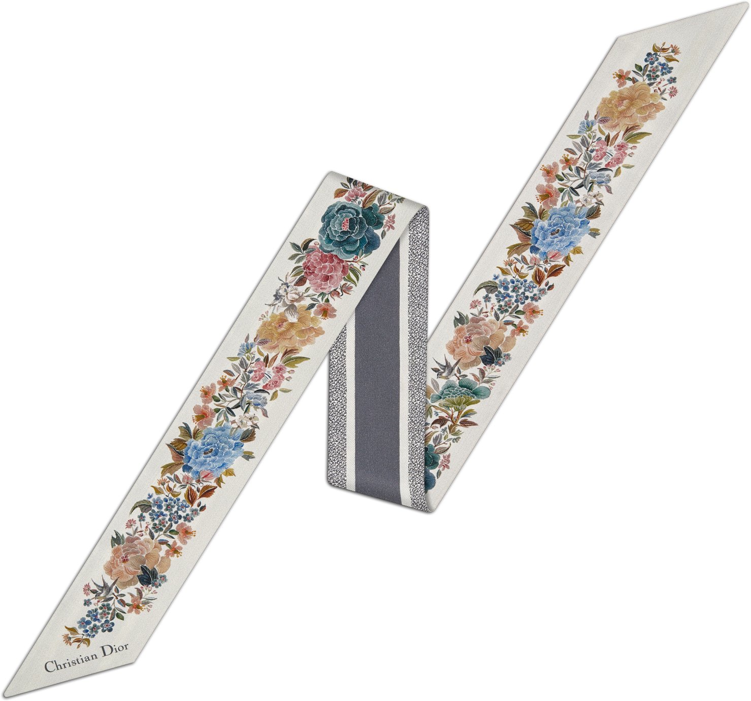 Dior Jardin d'Hiver Mitzah Scarf White Multicolor Silk Twill | DIOR