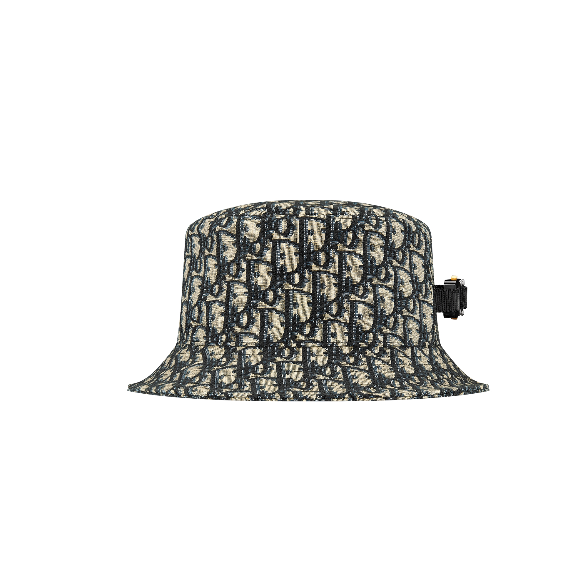 Dior Oblique Bucket Hat Navy Blue and Beige Blended Cotton Jacquard E01
