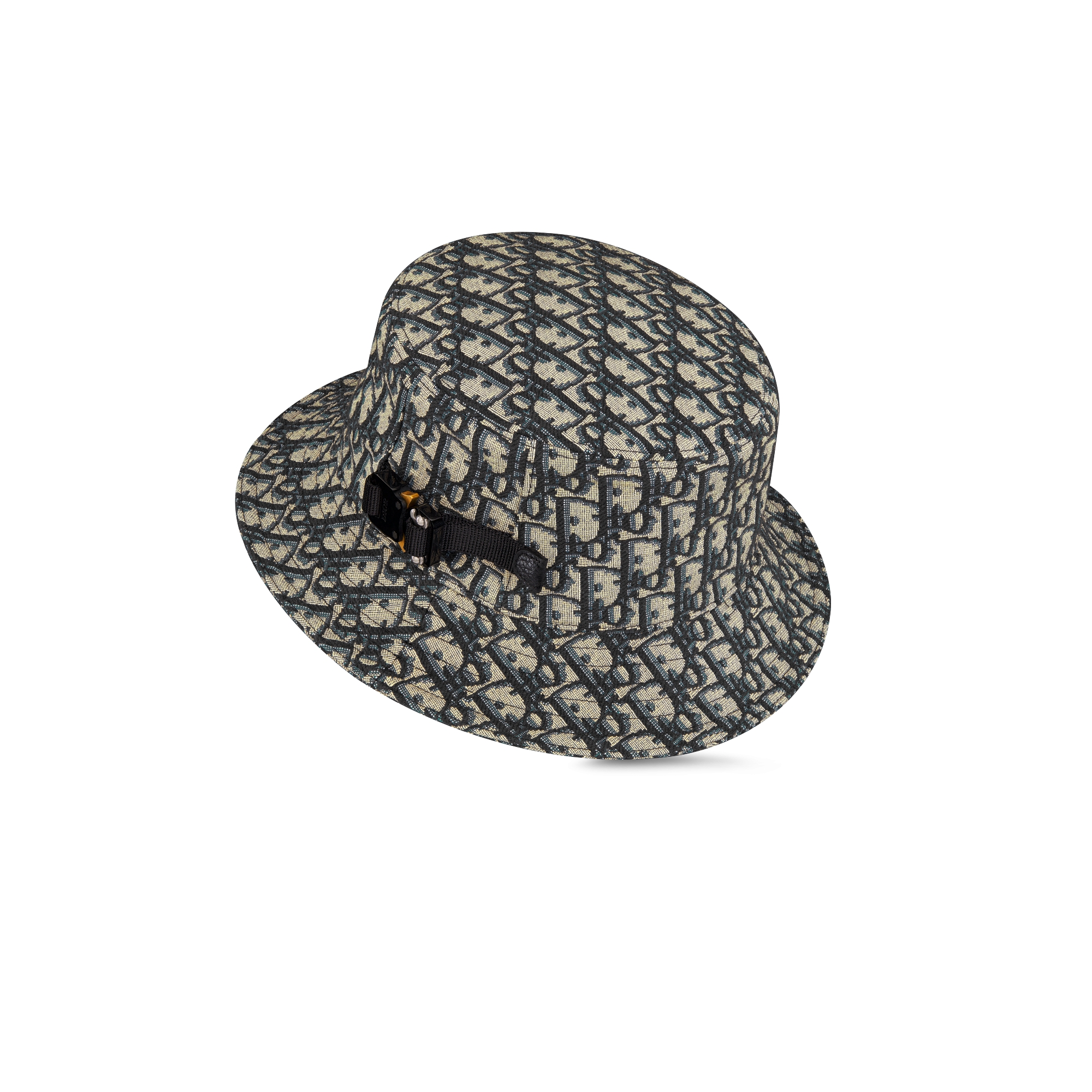 Bob Dior Oblique Toile jacquard de coton mélangé bleu marine et beige E05