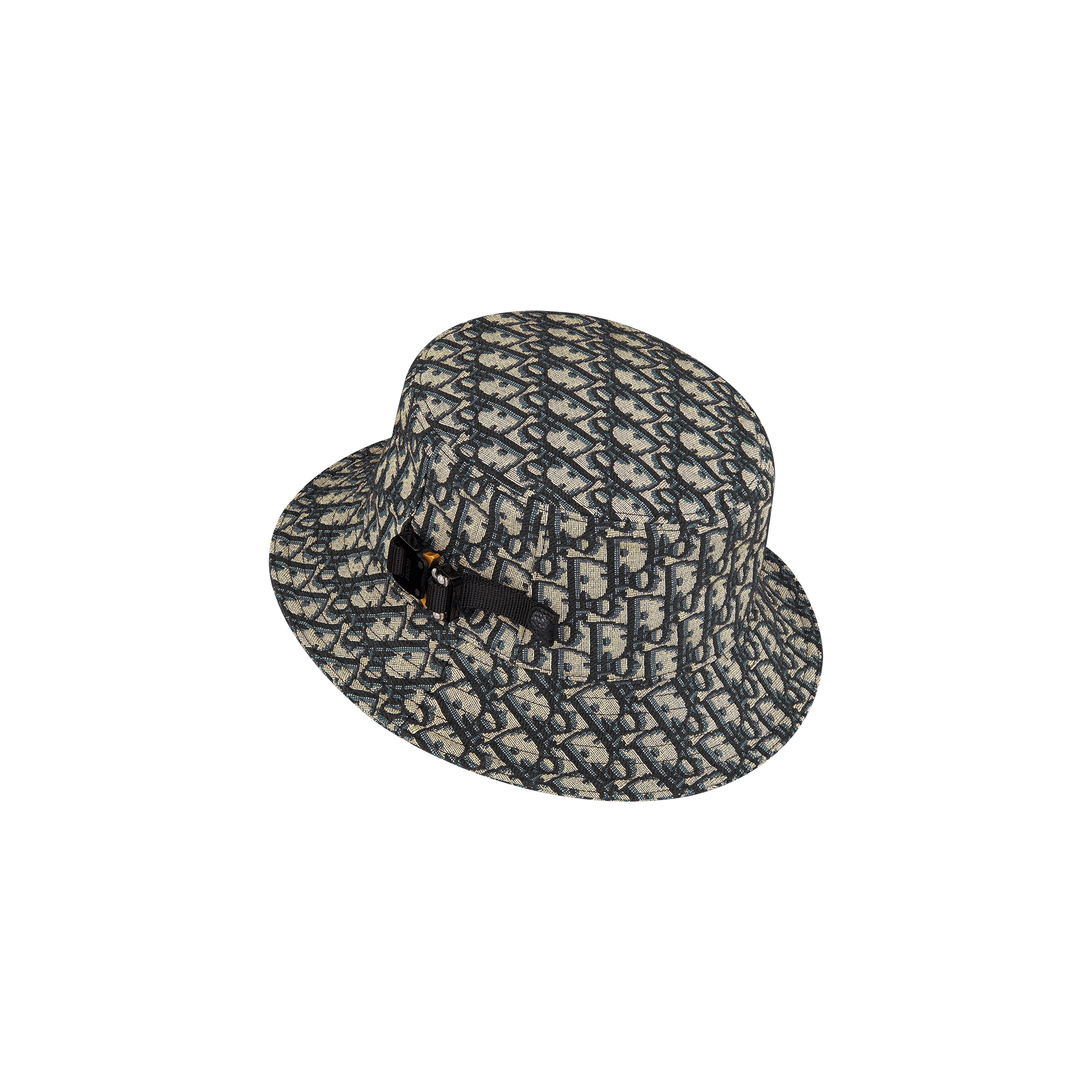 Dior Oblique Bucket Hat Navy Blue and Beige Blended Cotton Jacquard E05