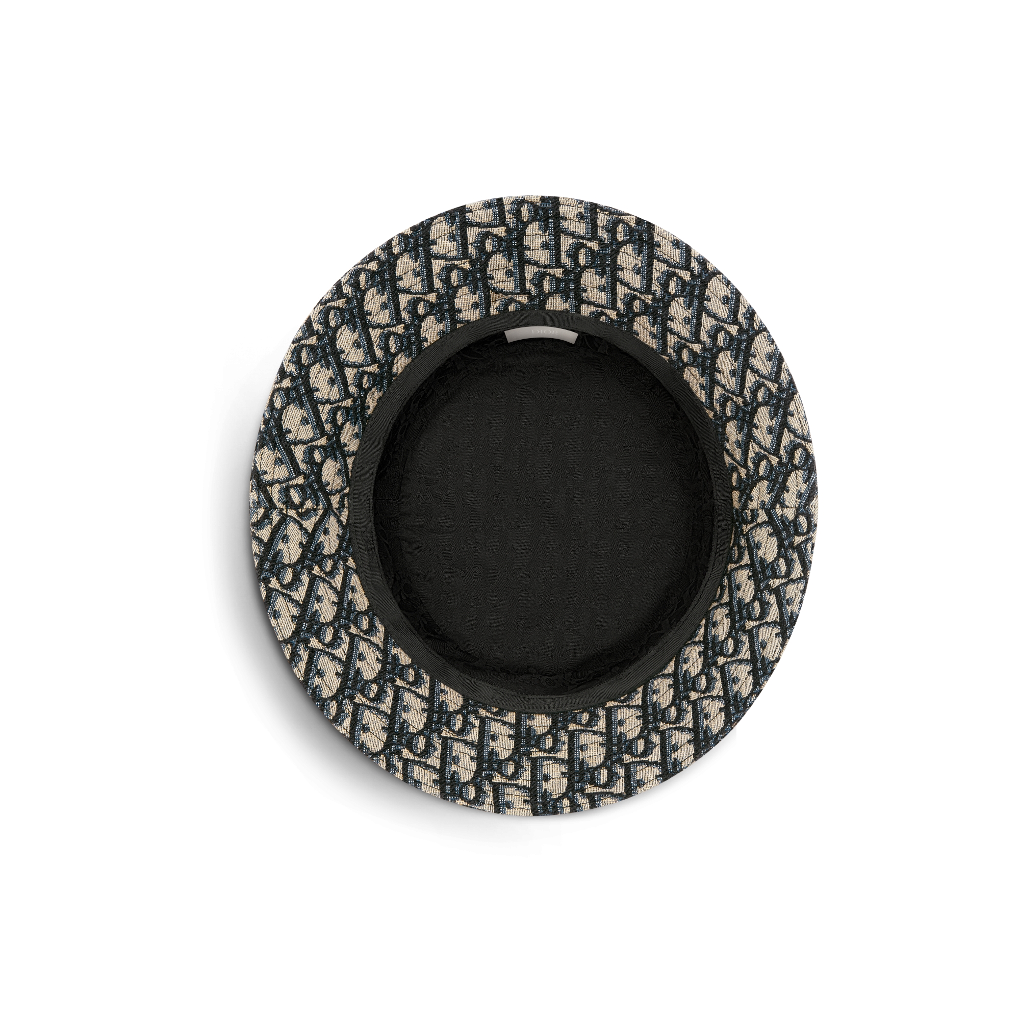 Bob Dior Oblique Toile jacquard de coton mélangé bleu marine et beige E08