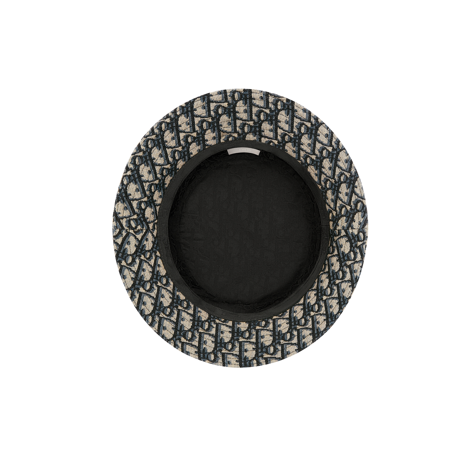 Dior Oblique Bucket Hat Navy Blue and Beige Blended Cotton Jacquard E08