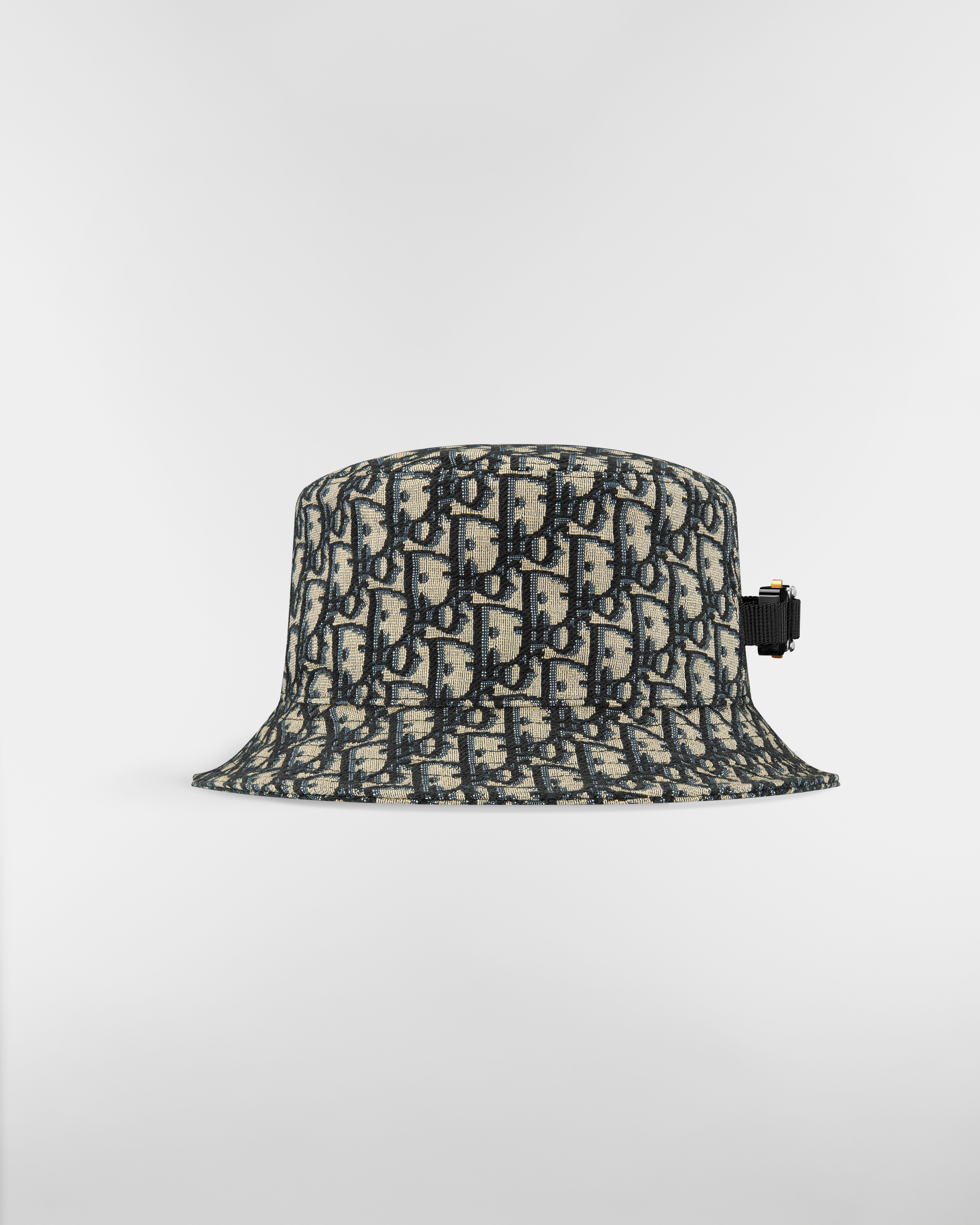 Dior Oblique Bucket Hat Navy Blue and Beige Blended Cotton Jacquard E01