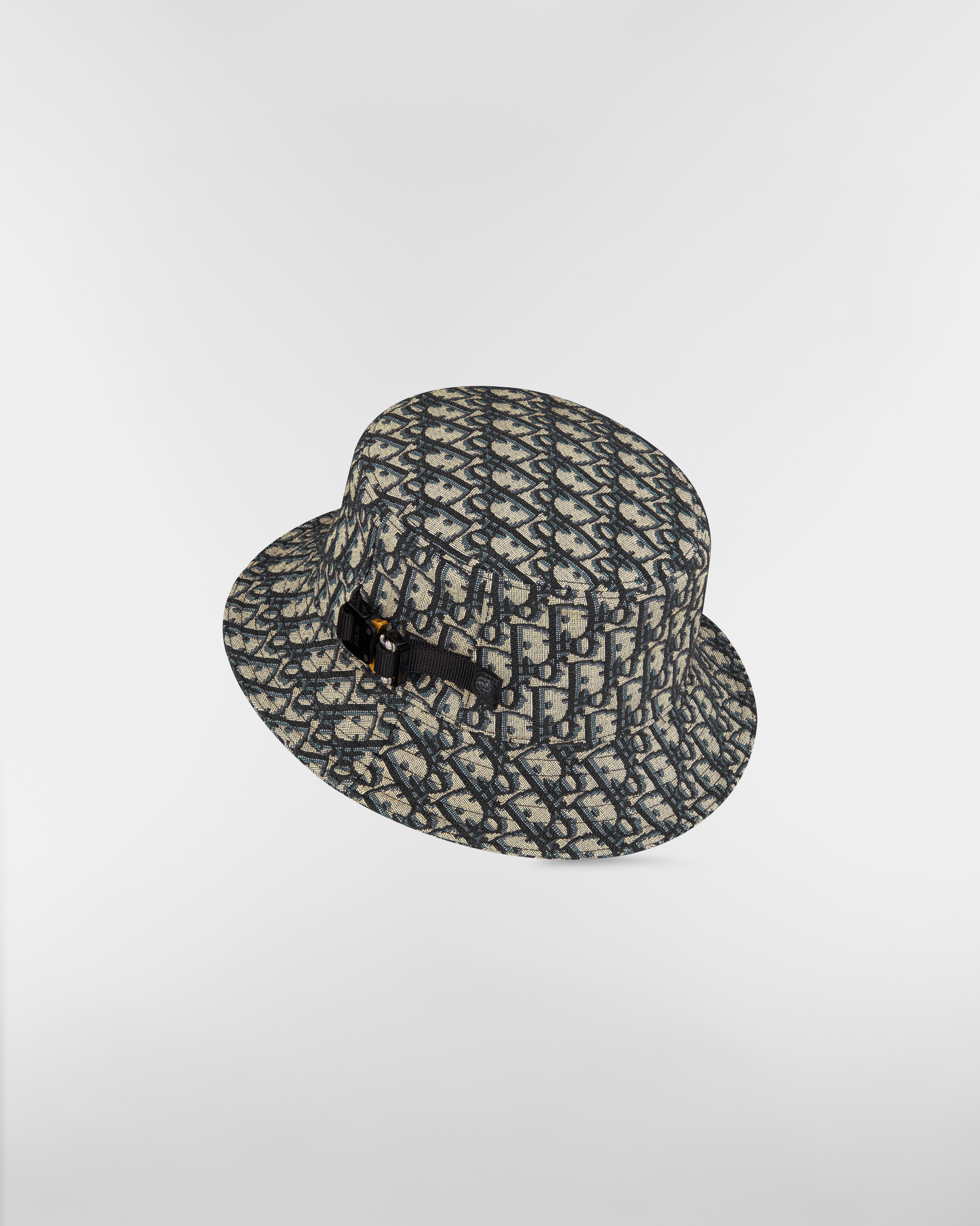 Dior Oblique Bucket Hat Navy Blue and Beige Blended Cotton Jacquard E05