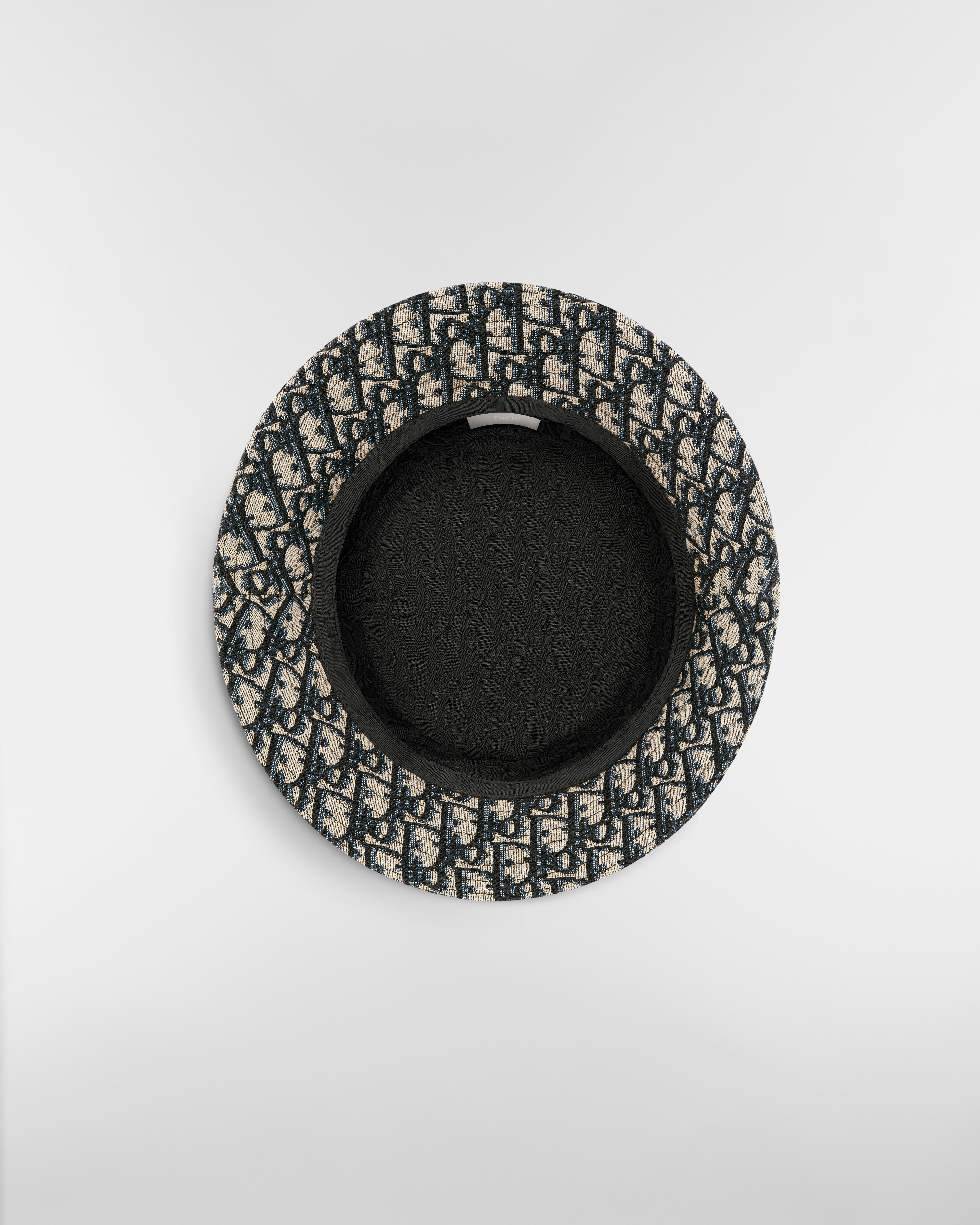 Dior Oblique Bucket Hat Navy Blue and Beige Blended Cotton Jacquard E08