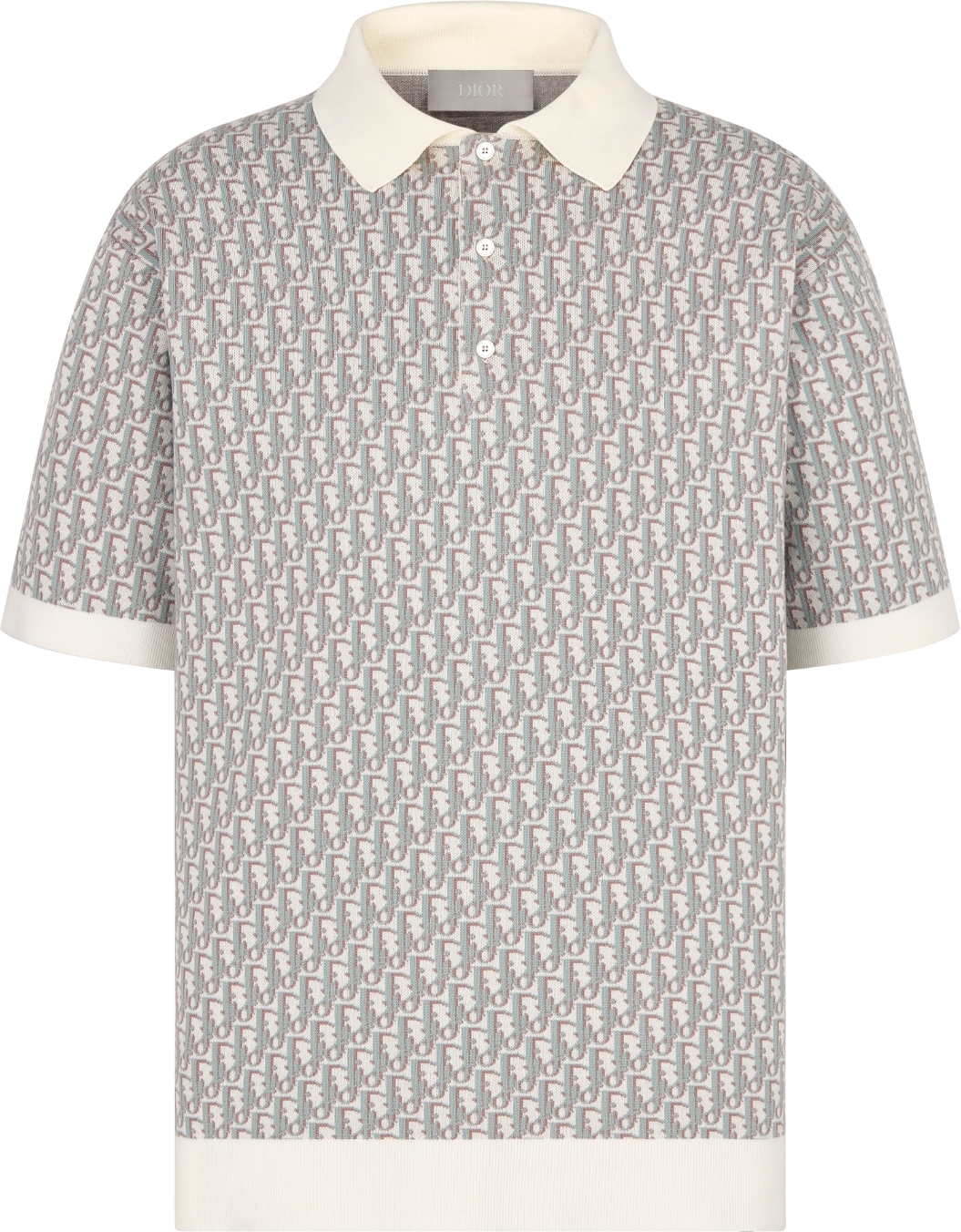 Dior Oblique Polo Shirt White, Blue and Brown Cotton Jacquard | DIOR