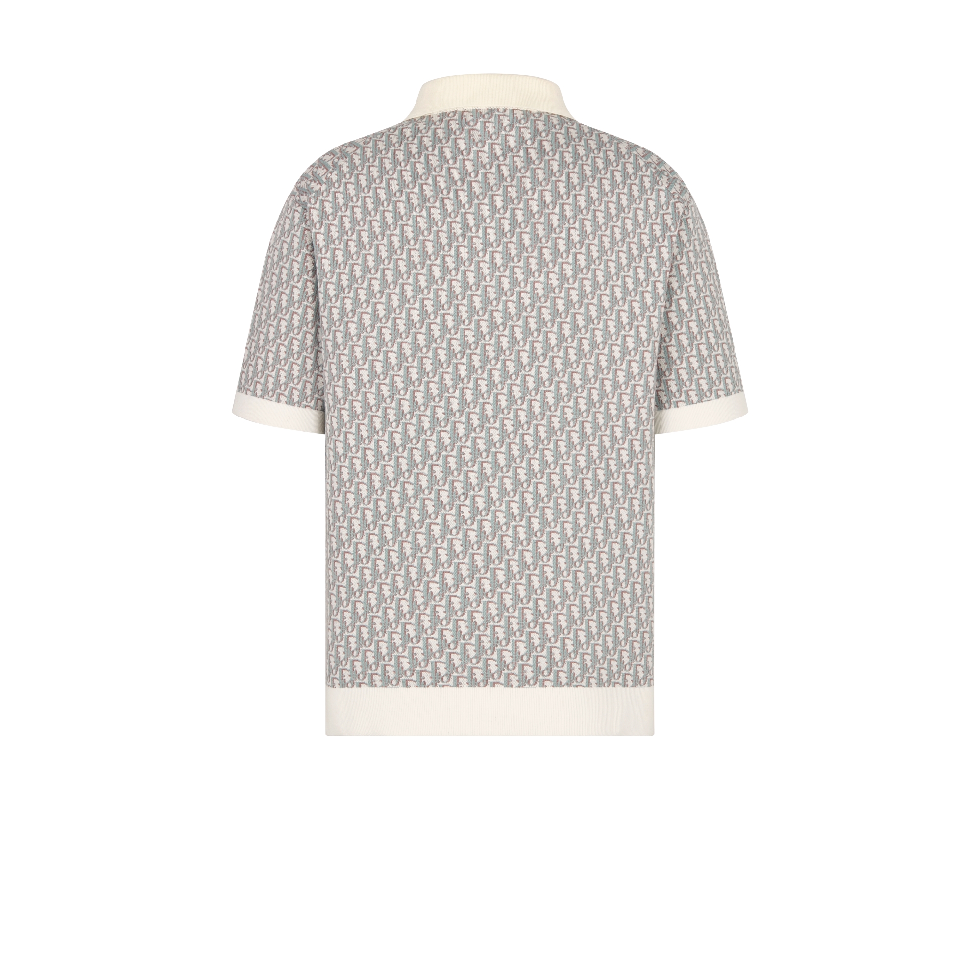 Polo met Dior Oblique-motief Witte, blauwe en bruine katoenjacquard E08