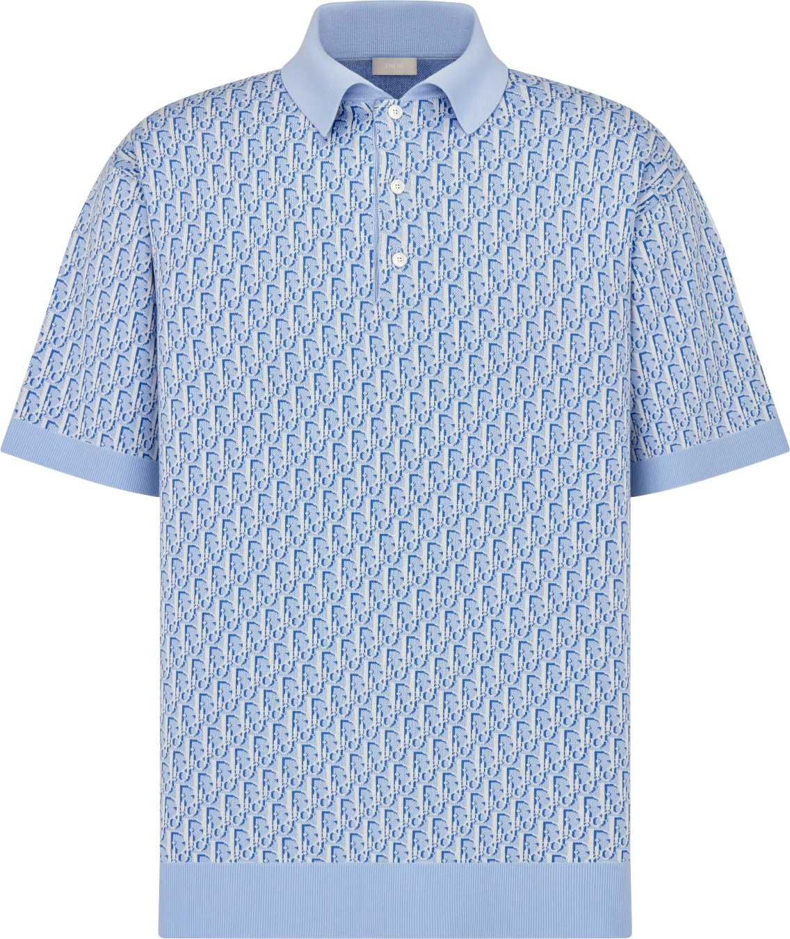 Dior Oblique Polo Shirt Blue Cotton Jacquard DIOR