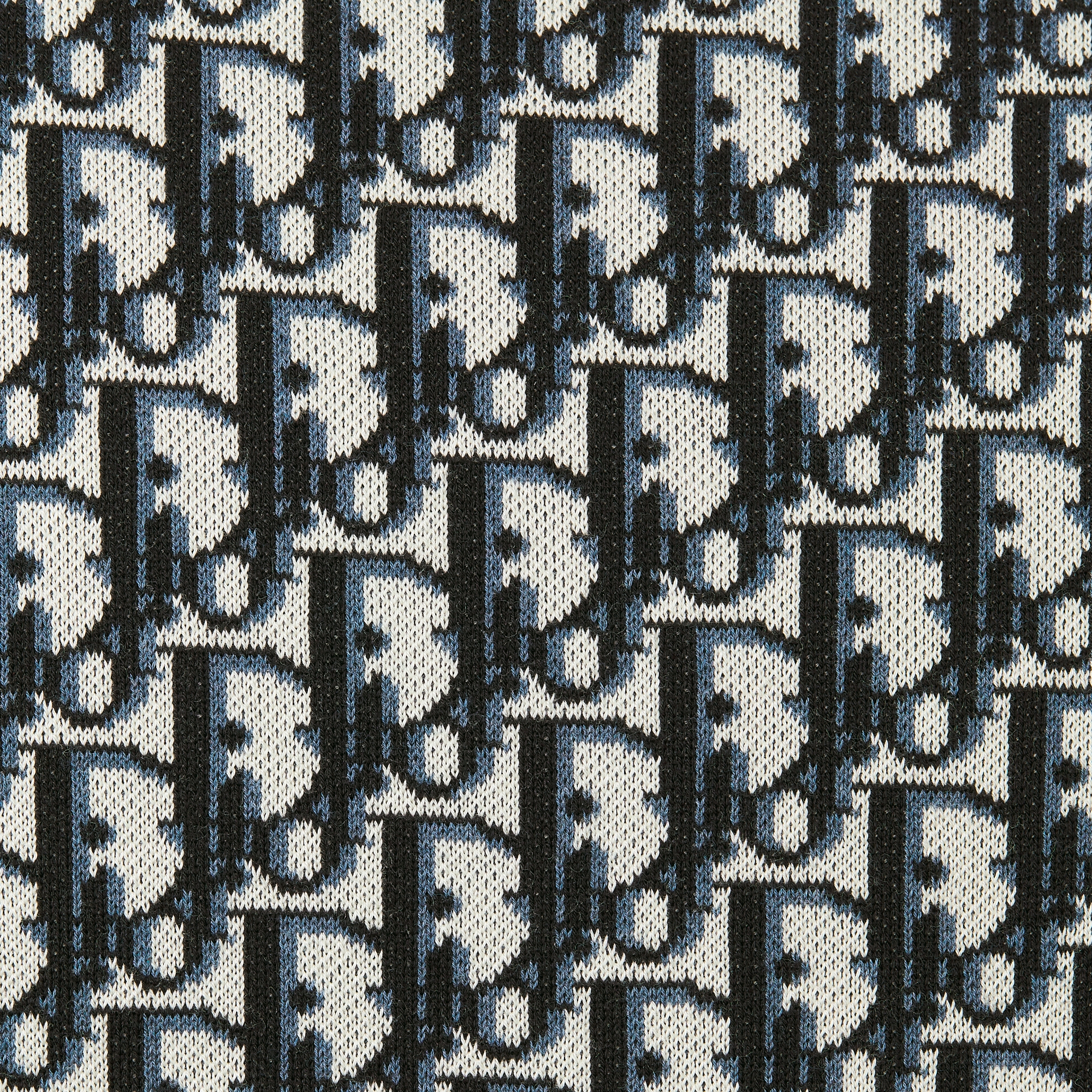 Dior Oblique Polo Shirt Beige, Blue and Black Cotton Jacquard E09