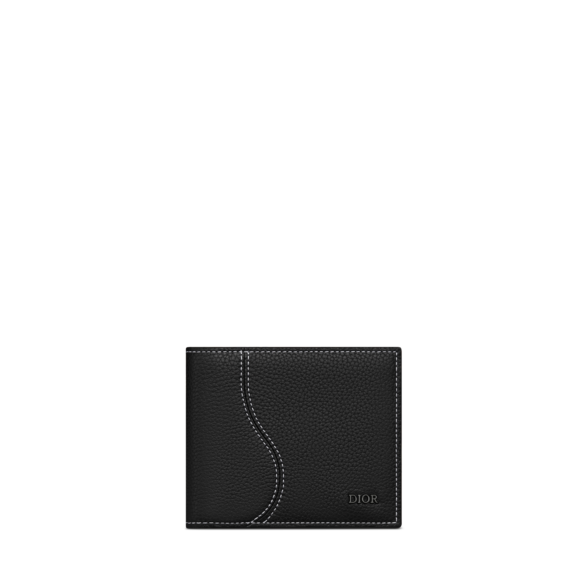 Saddle Bifold Wallet Black Grained Calfskin Marquetry E01
