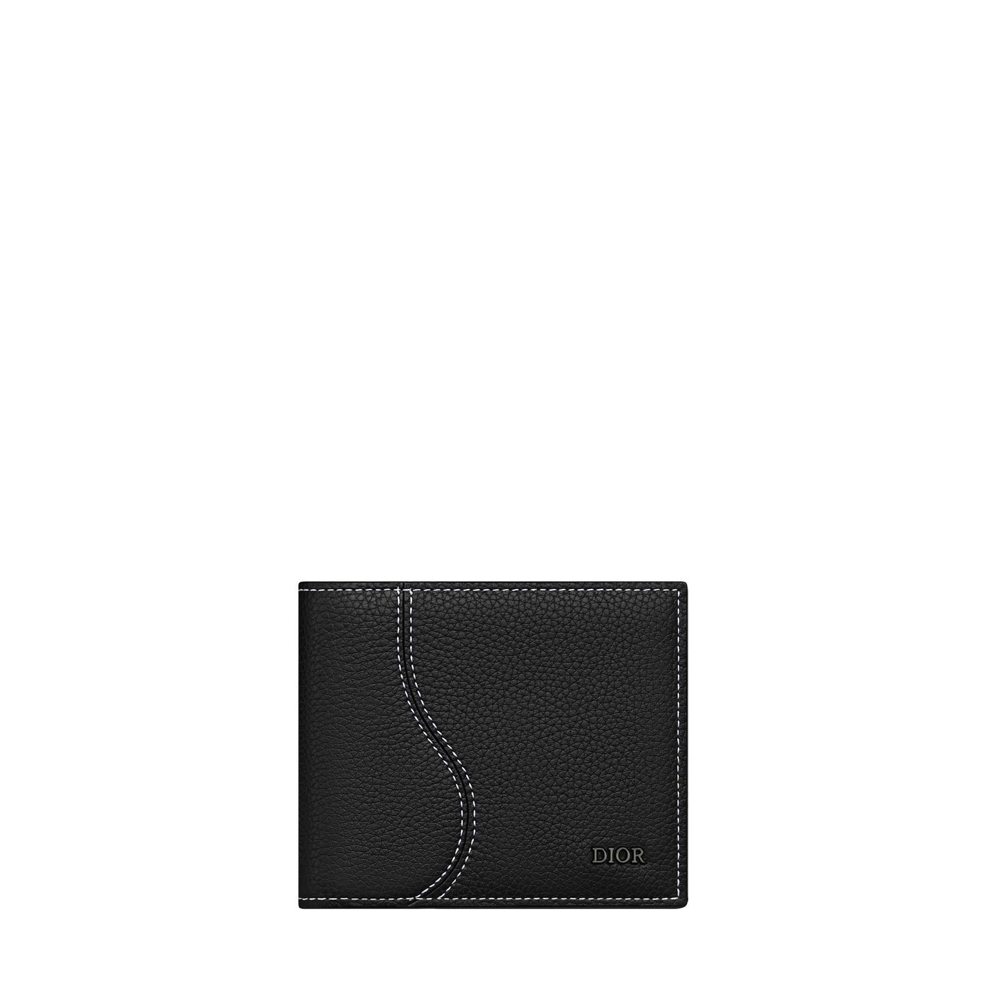 Saddle Bifold Wallet Black Grained Calfskin Marquetry E01