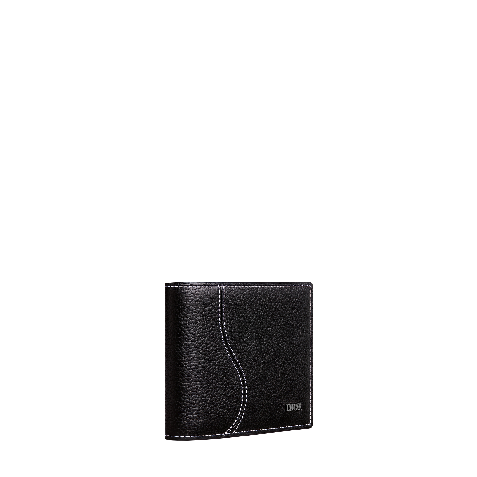 Saddle Bifold Wallet Black Grained Calfskin Marquetry E03