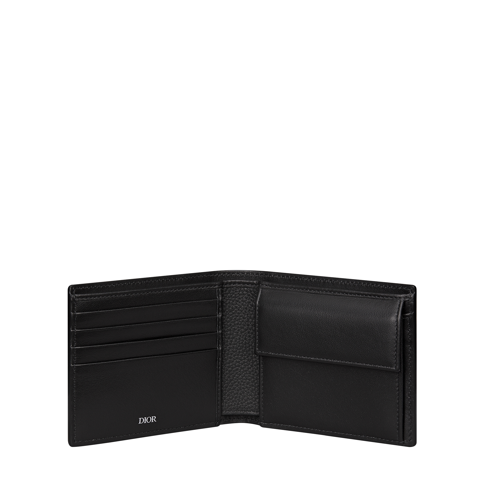 Saddle Bifold Wallet Black Grained Calfskin Marquetry E07