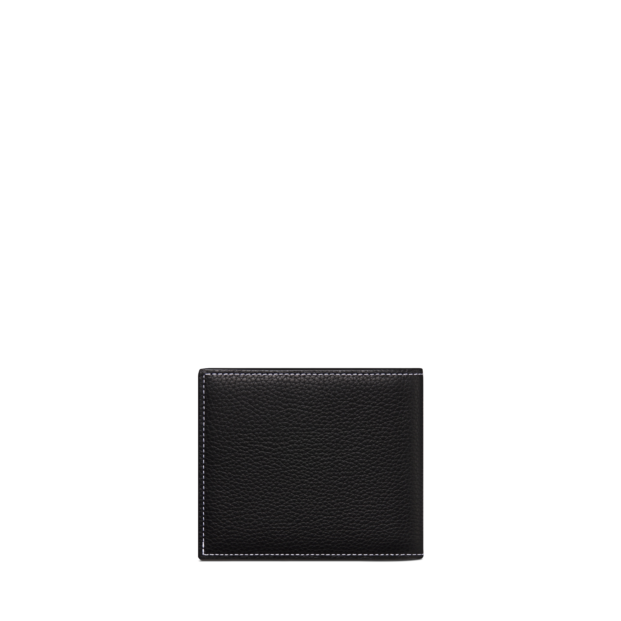 Saddle Bifold-Portemonnaie Genarbtes Kalbsleder in Schwarz mit Marketerie E08