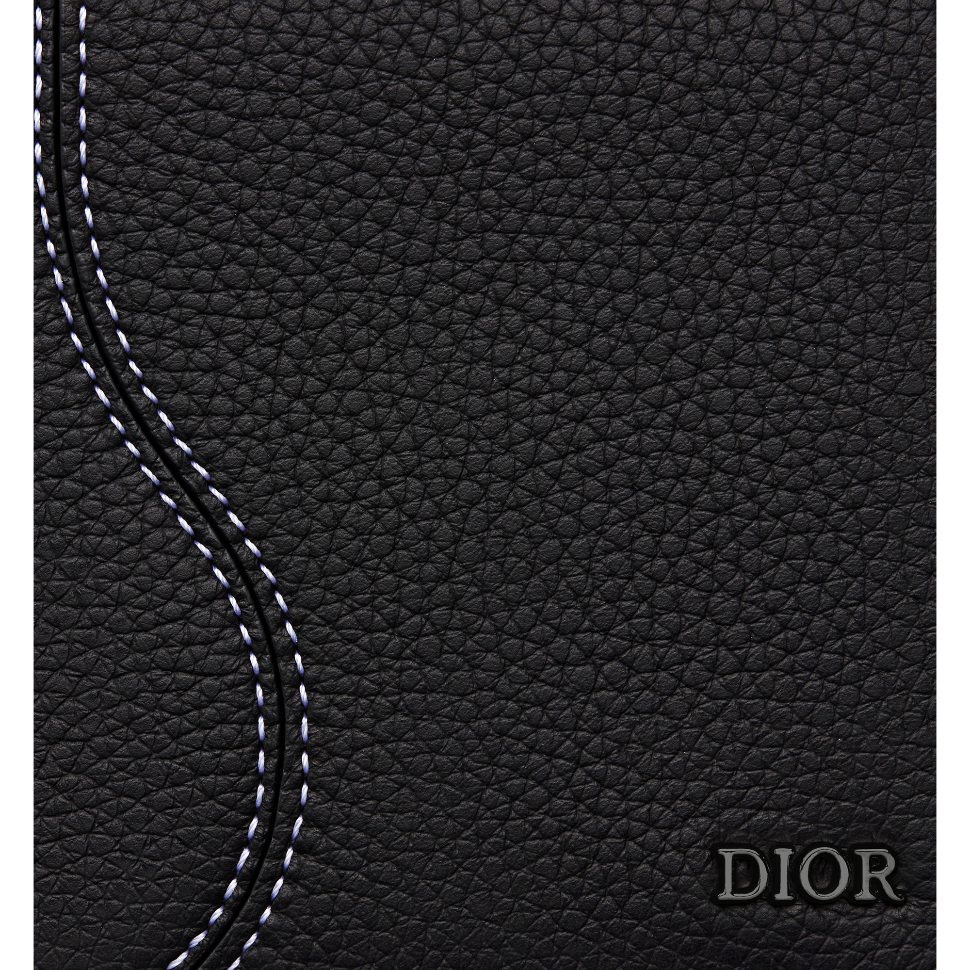 Saddle Bifold Wallet Black Grained Calfskin Marquetry E09