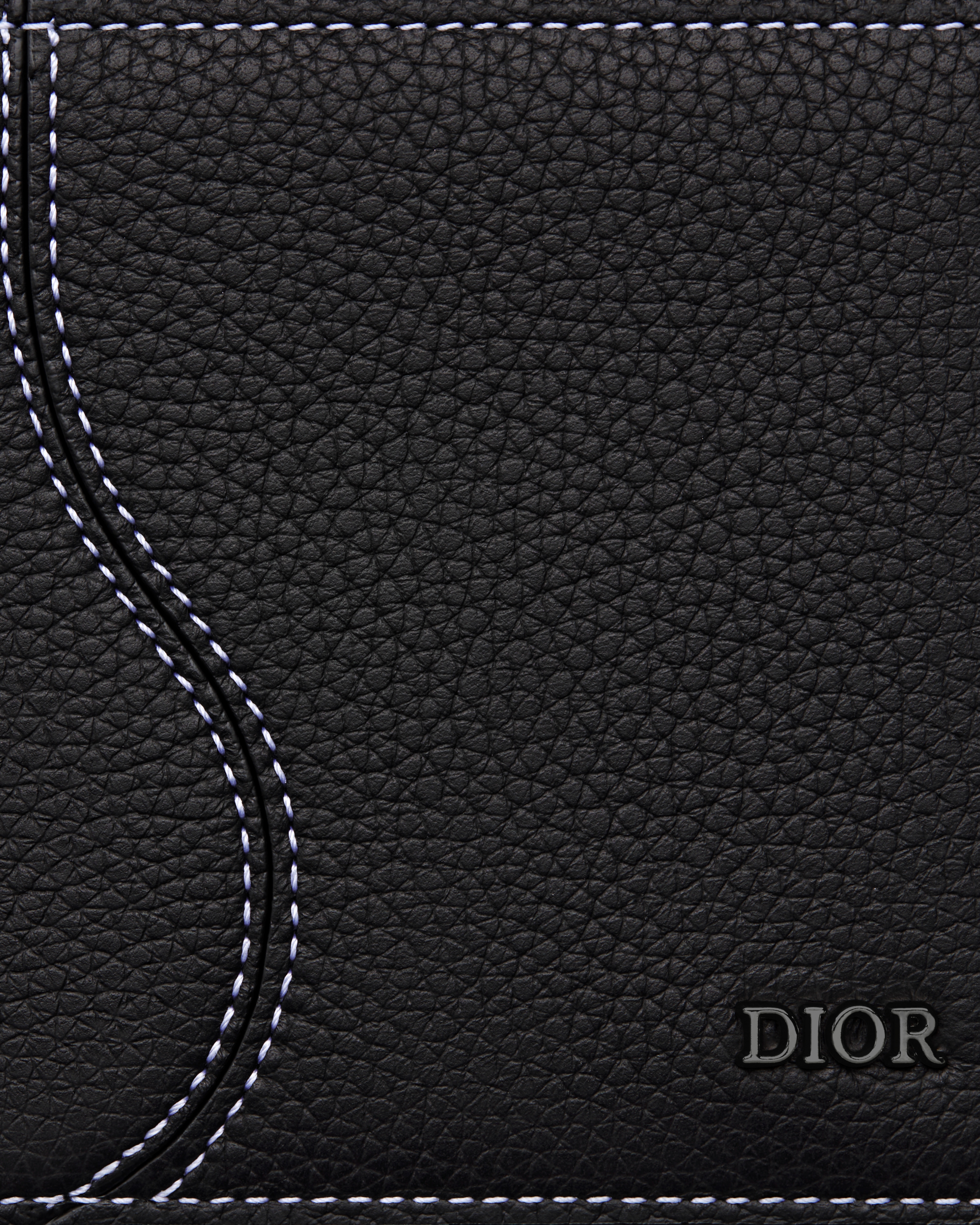 Saddle Bifold Wallet Black Grained Calfskin Marquetry E09