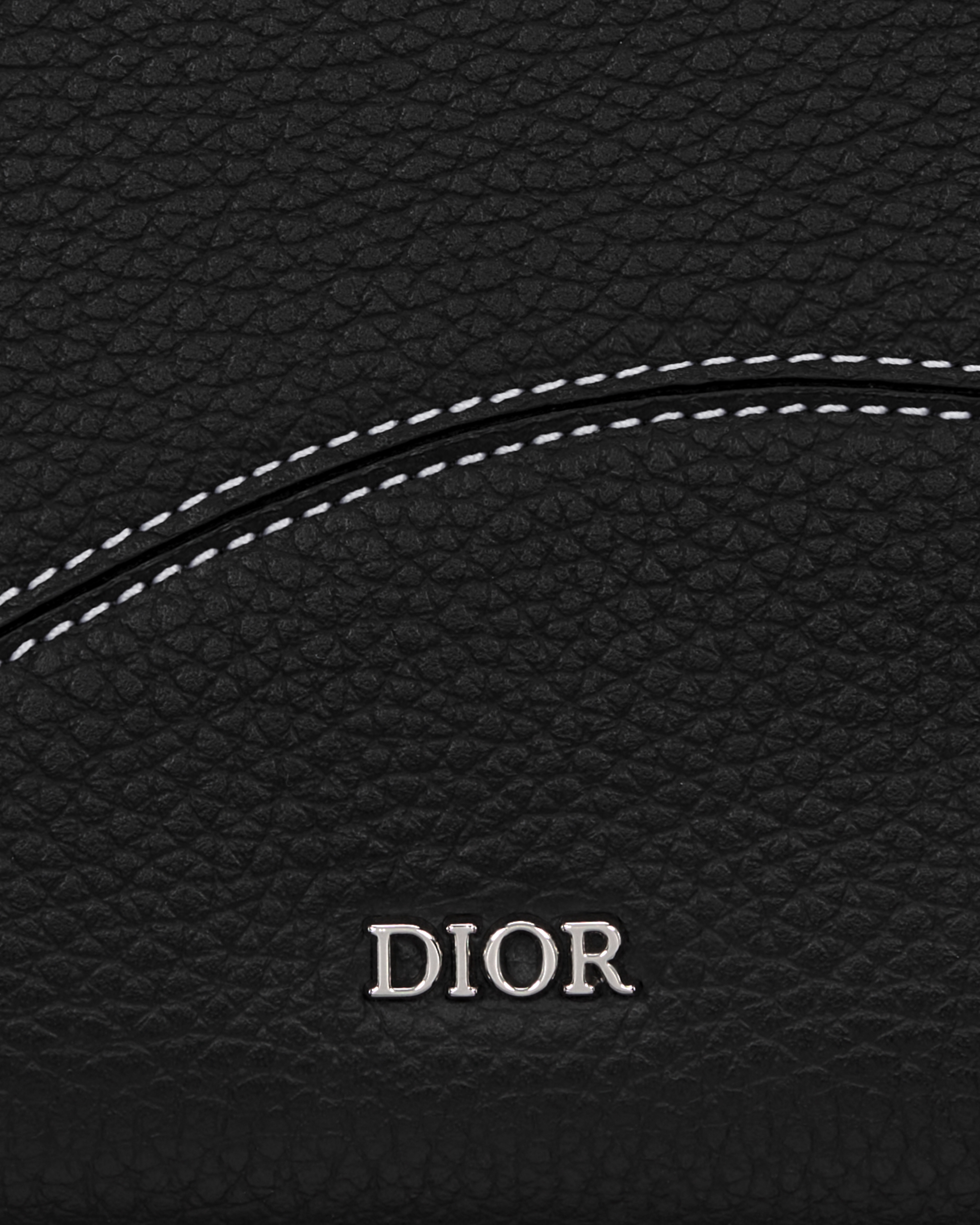 Saddle Long Zipped Wallet Black Grained Calfskin Marquetry E09