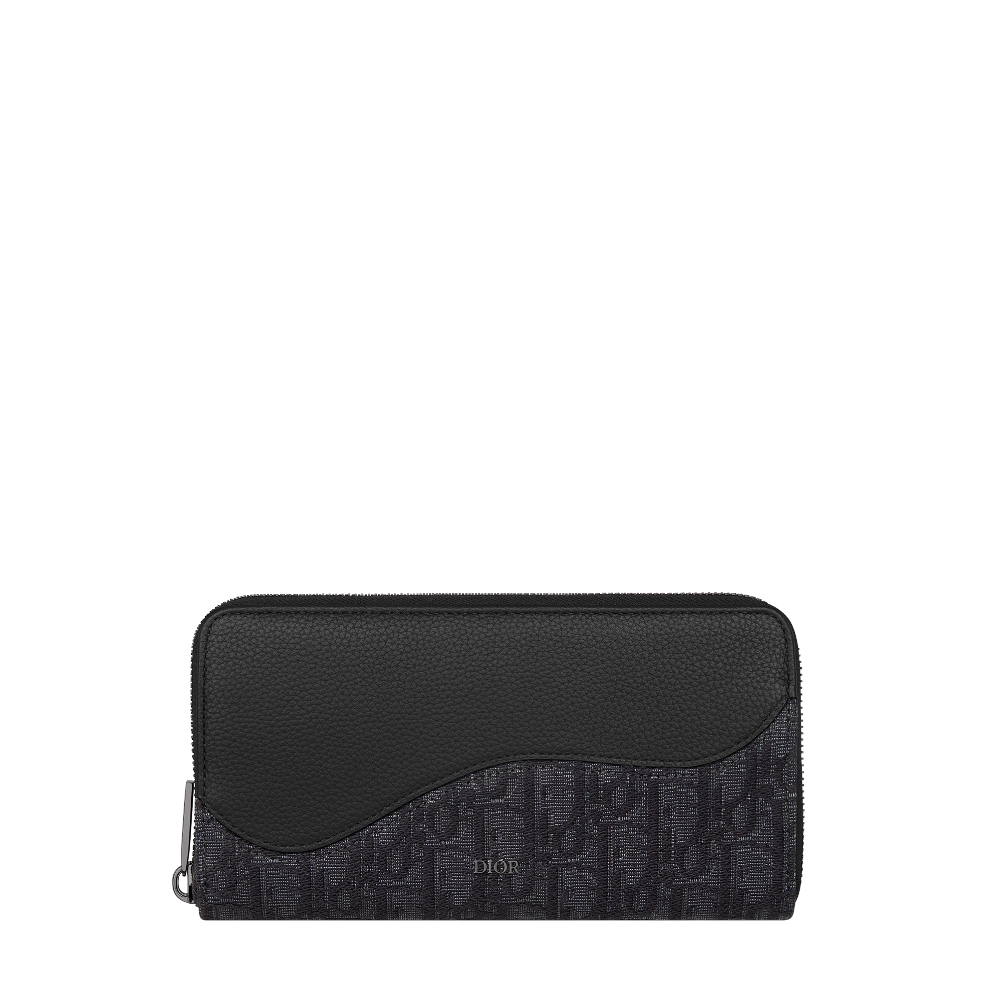  Marqueterie de cuir de veau grainé noir et toile jacquard Dior Oblique noir