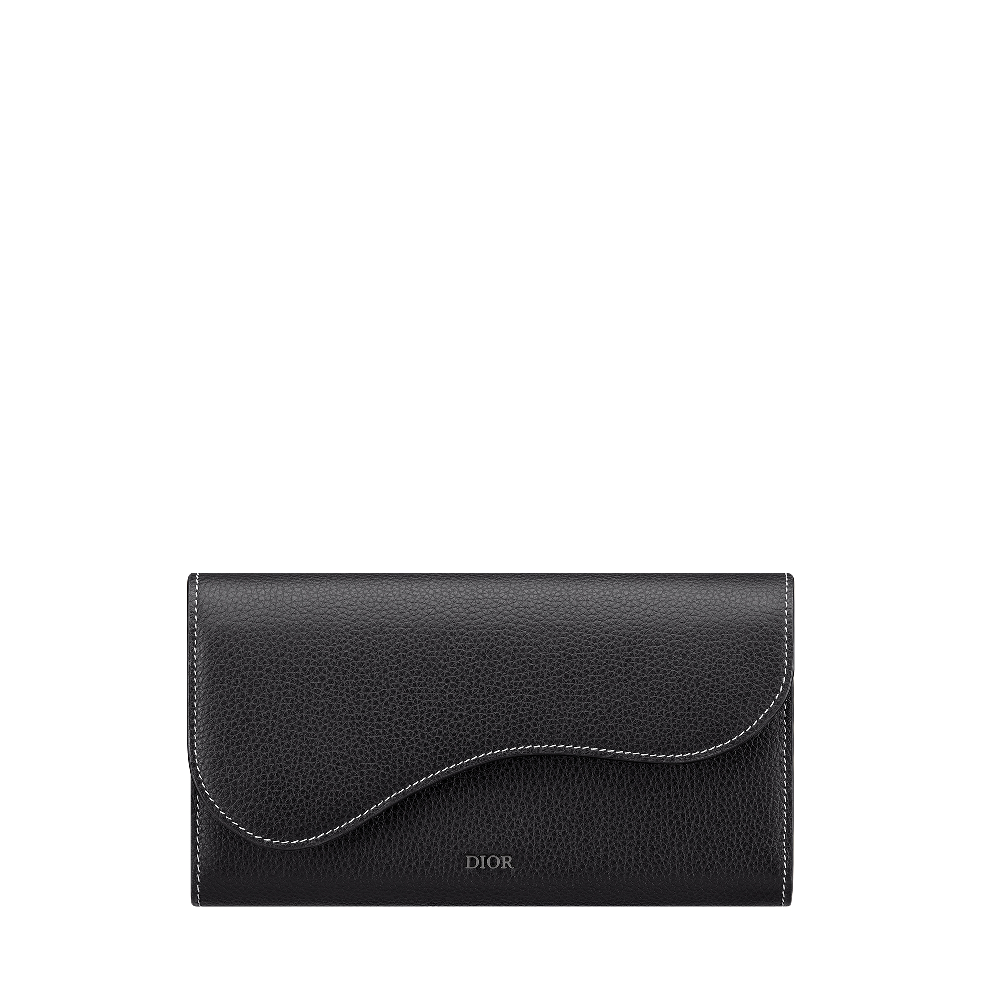 Saddle Long Wallet Black Grained Calfskin E01