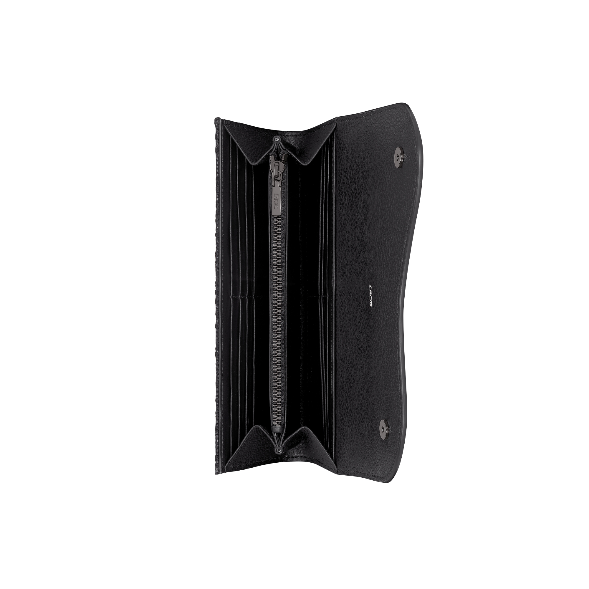 Saddle Long Wallet Black Grained Calfskin E06