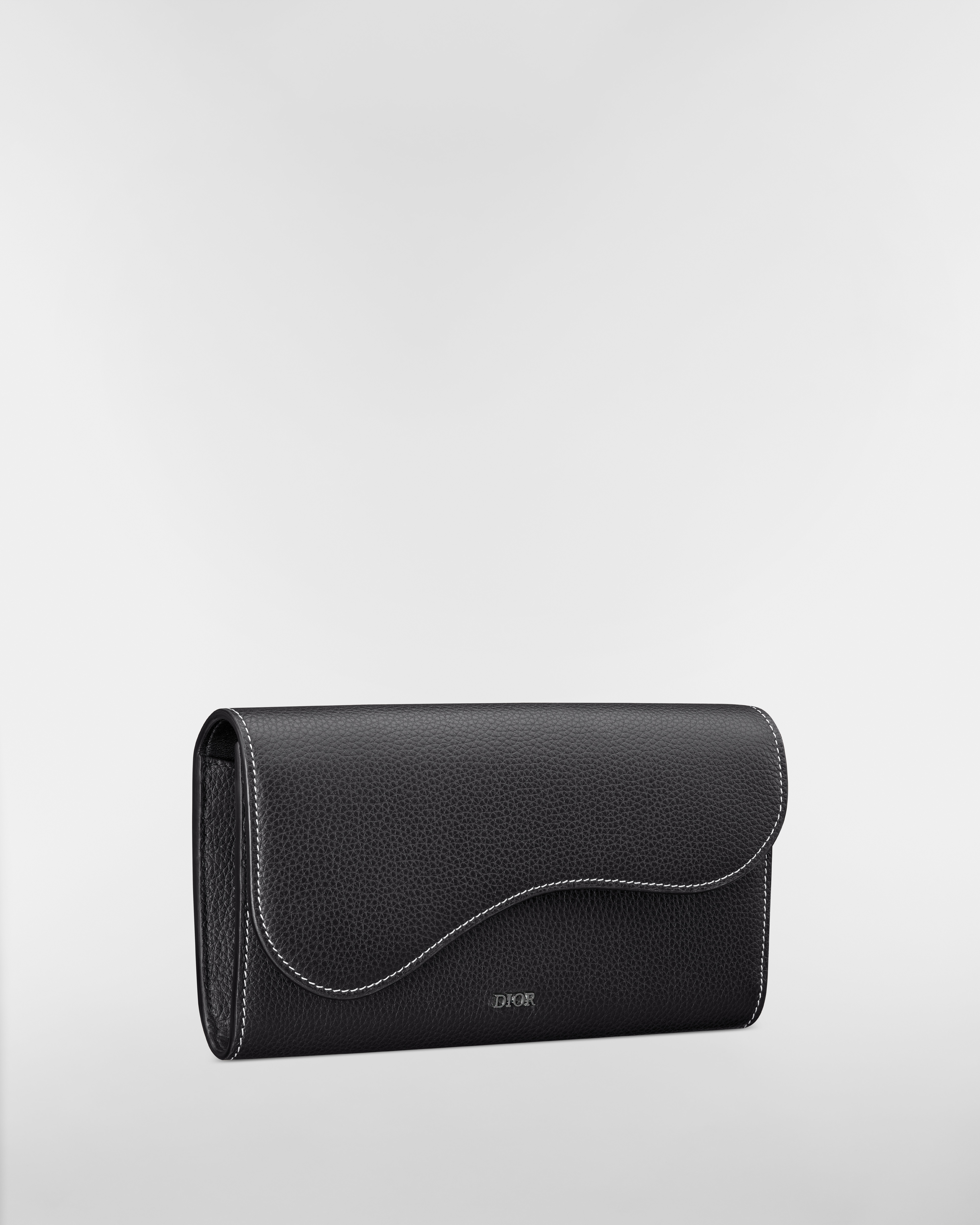 Saddle Long Wallet Black Grained Calfskin E03