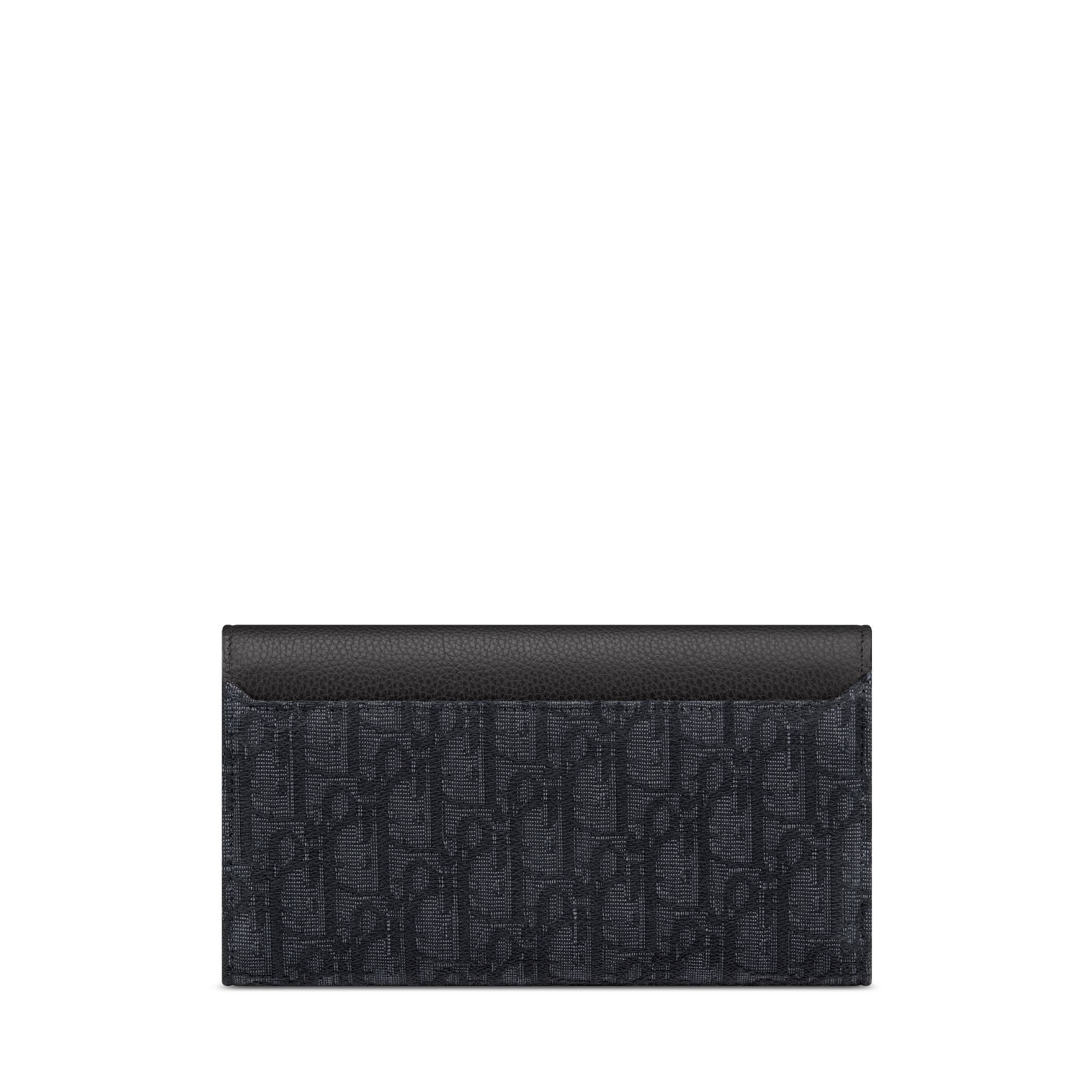 Saddle Long Wallet Black Dior Oblique Jacquard and Black Grained Calfskin E08