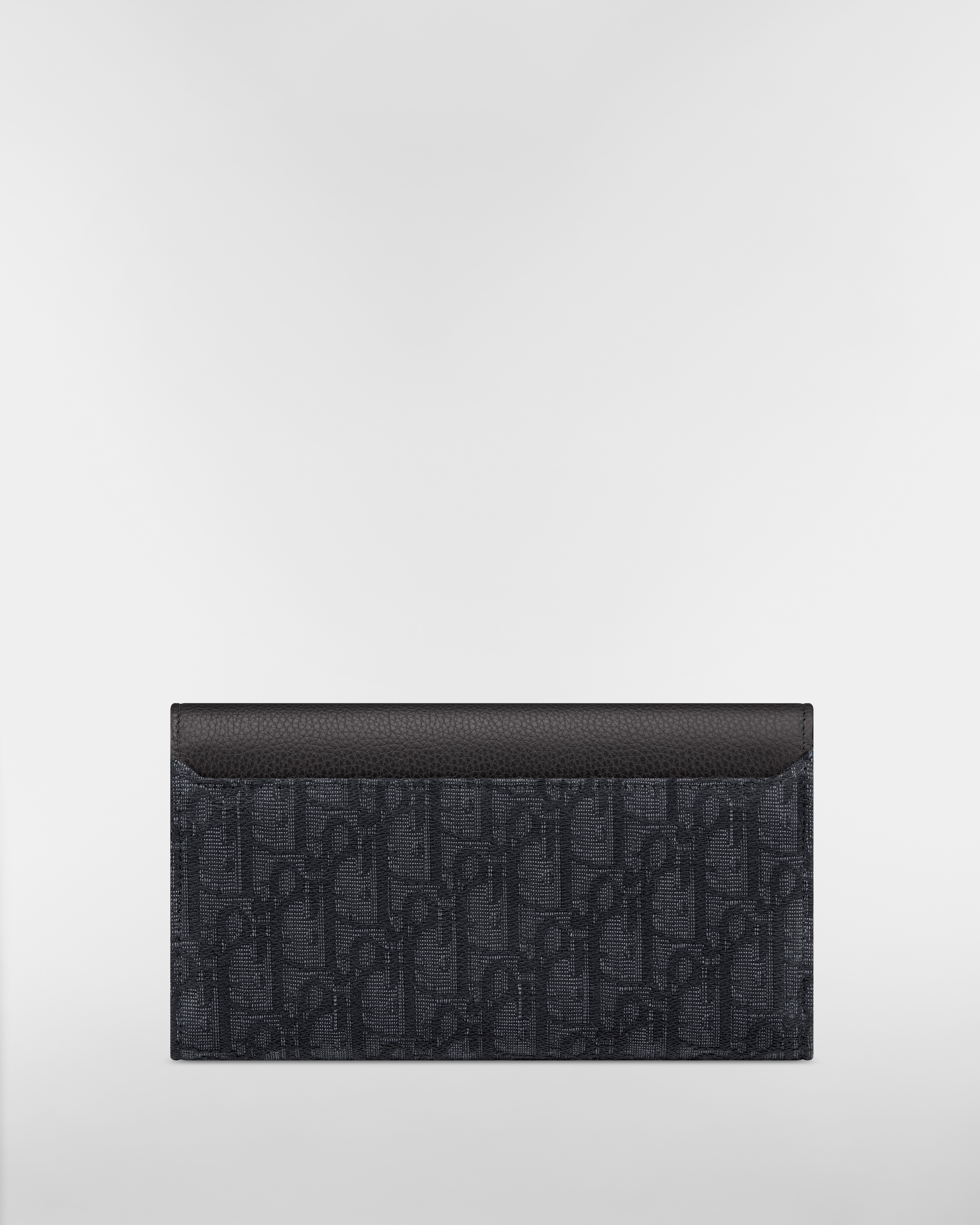 Lange Saddle-portemonnee Zwarte Dior Oblique-jacquard en zwart generfd kalfsleer E08