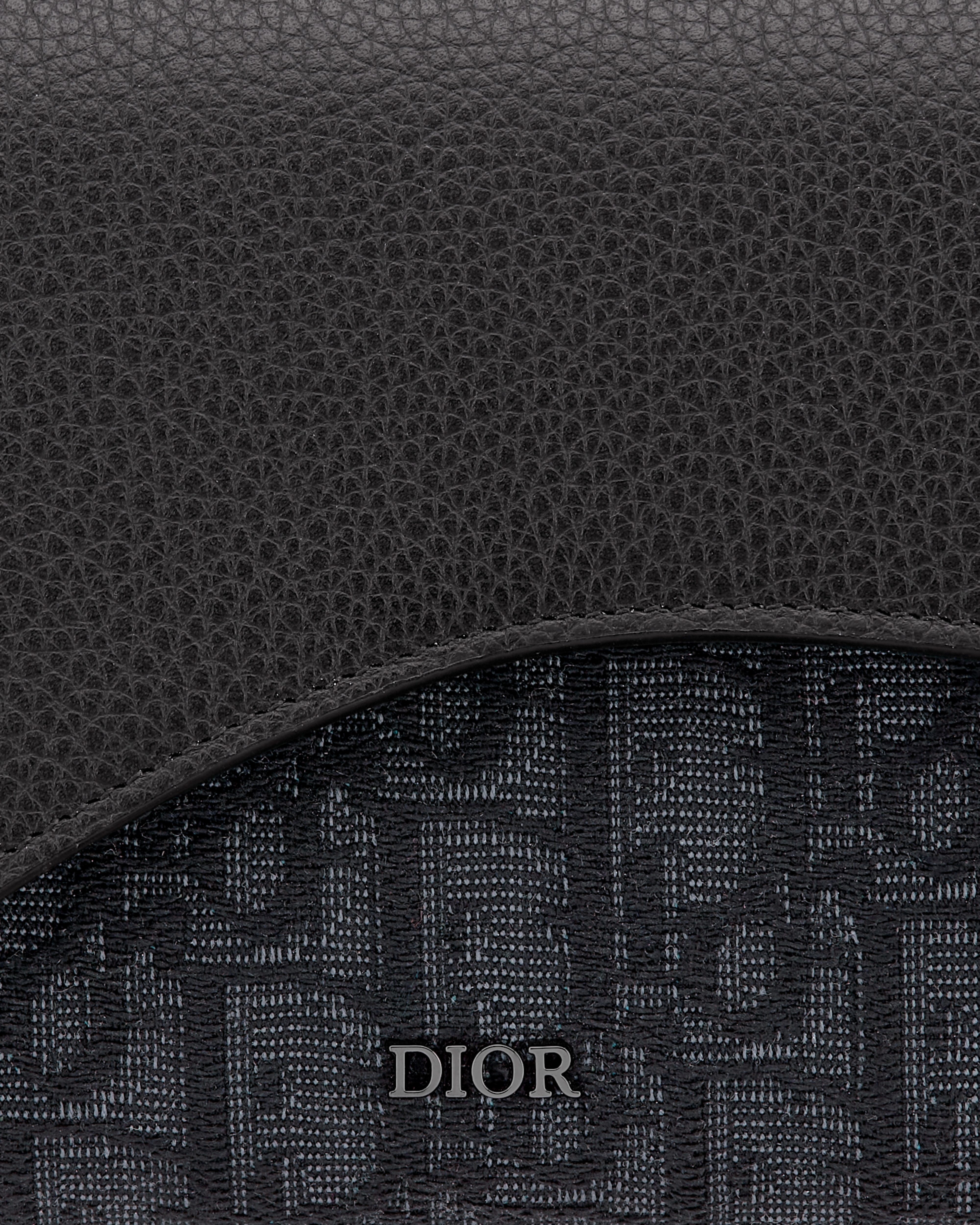 Lange Saddle-portemonnee Zwarte Dior Oblique-jacquard en zwart generfd kalfsleer E09