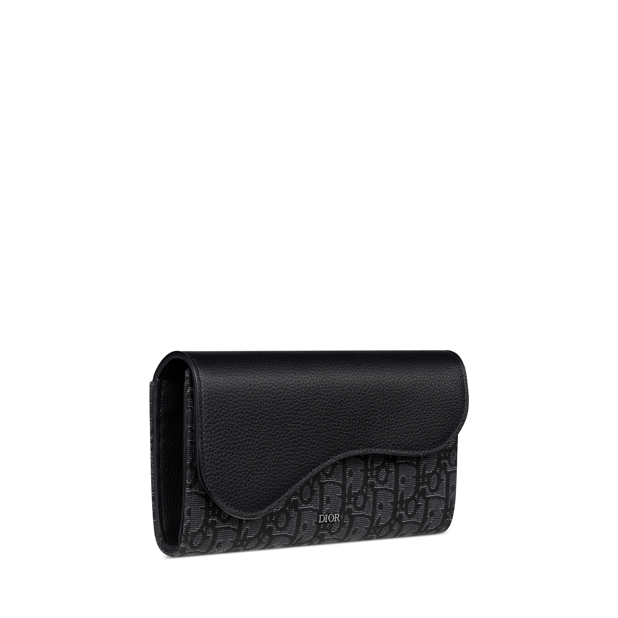 【日本限定】Saddle ロングウォレット ディオール オブリーク メタリックジャカード & グレインドカーフスキン E03