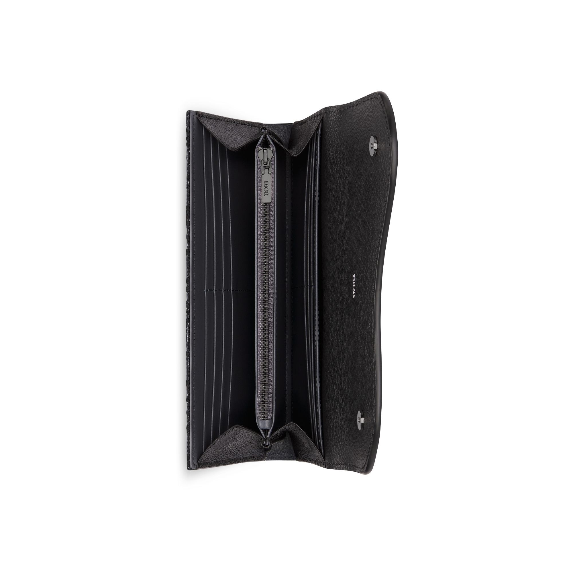 【日本限定】Saddle ロングウォレット ディオール オブリーク メタリックジャカード & グレインドカーフスキン E06