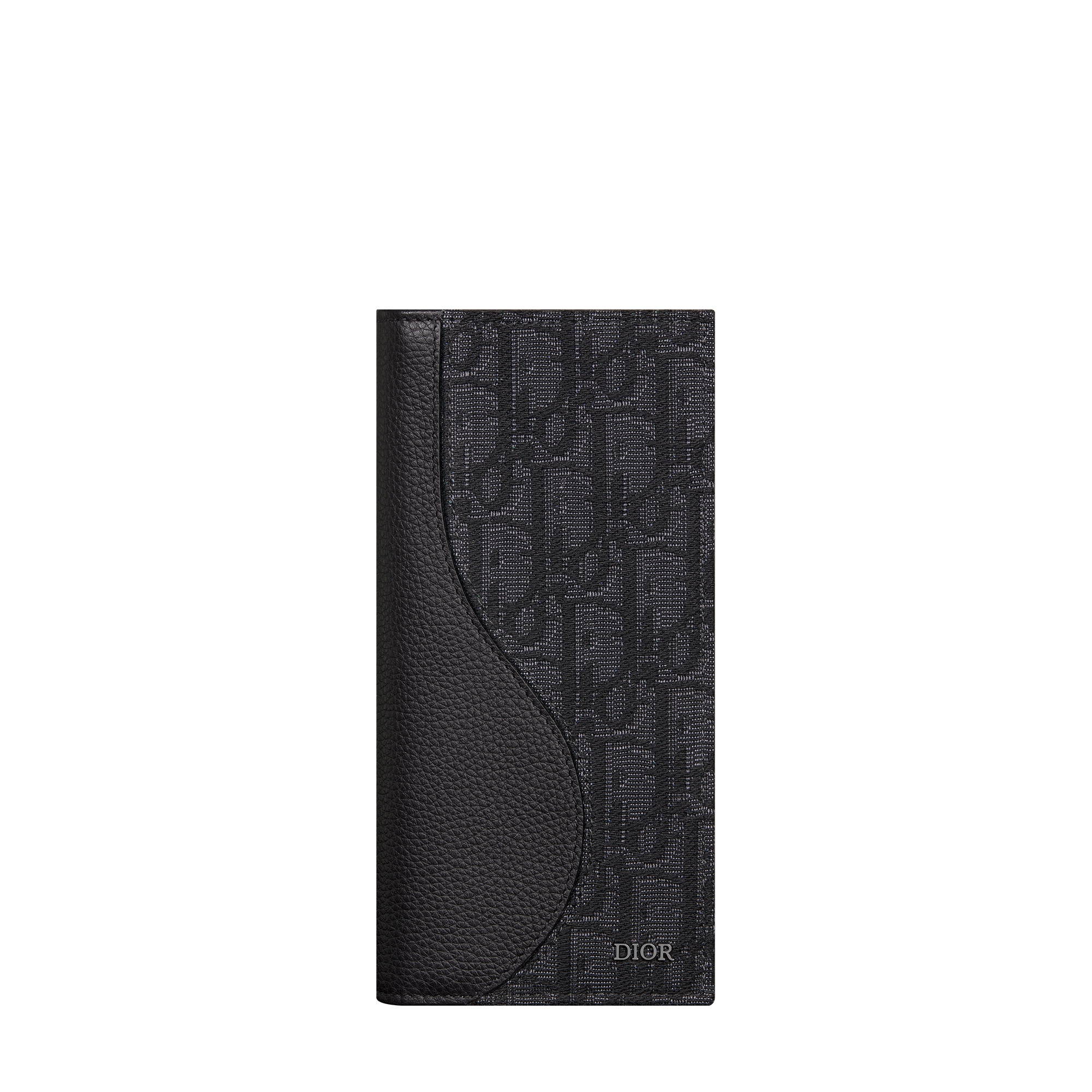  Zwart generfd kalfsleer met inlegwerk en zwarte Dior Oblique-jacquard