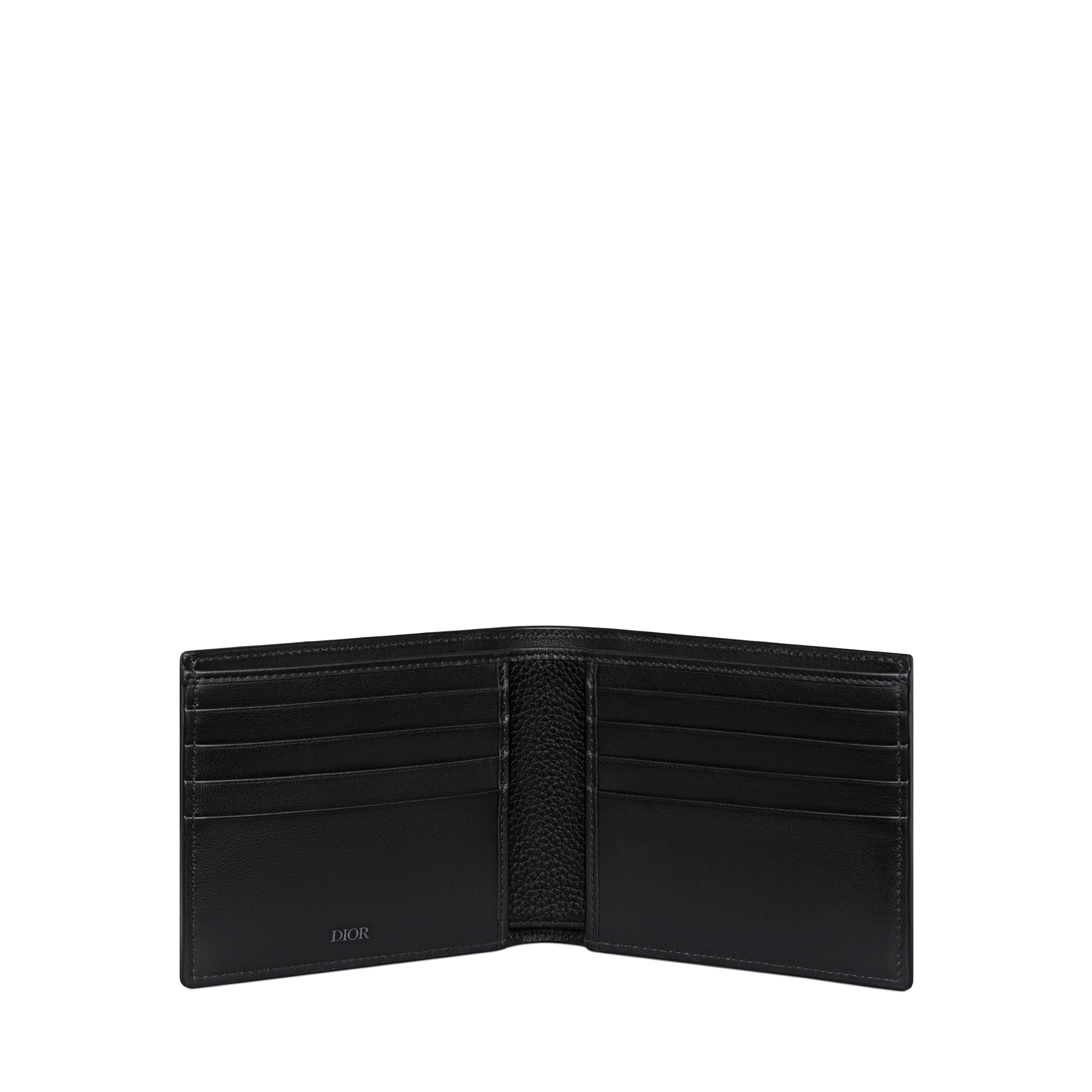 Saddle Bifold-Portemonnaie Genarbtes Kalbsleder in Schwarz mit Marketerie E07