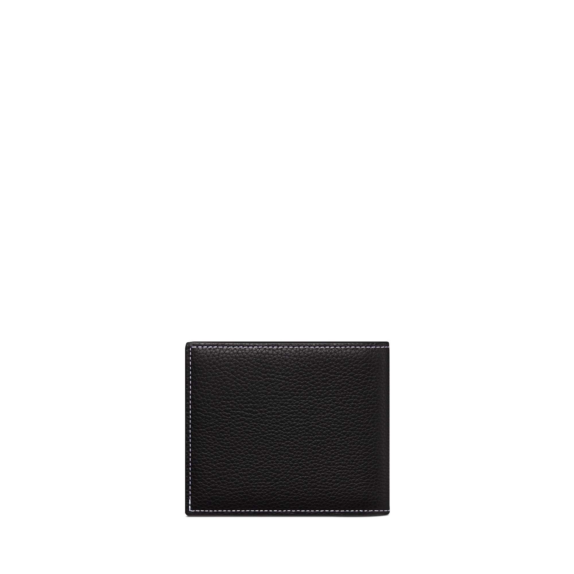 Saddle Bifold-Portemonnaie Genarbtes Kalbsleder in Schwarz mit Marketerie E08