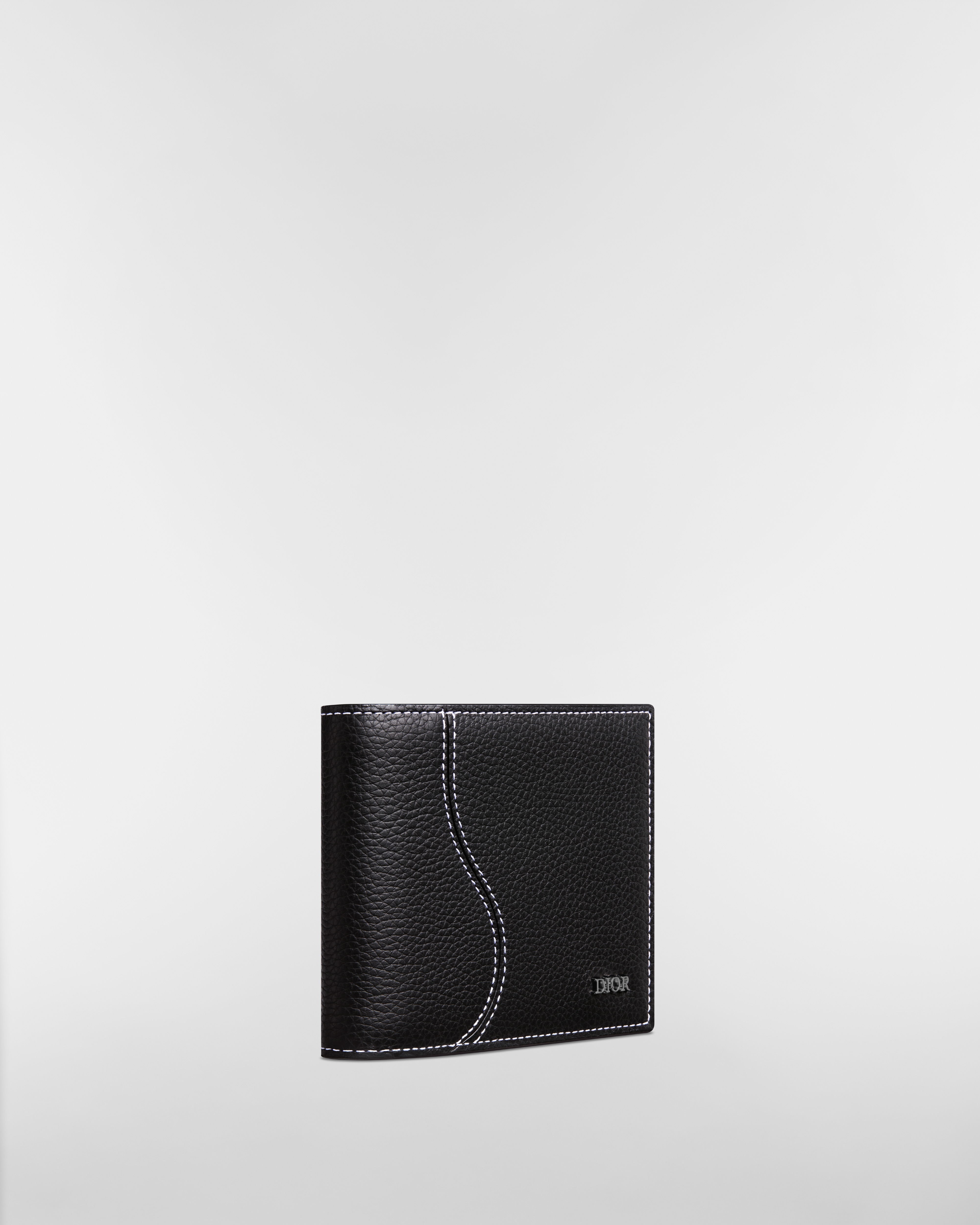 Saddle Bifold Wallet Black Grained Calfskin Marquetry E03