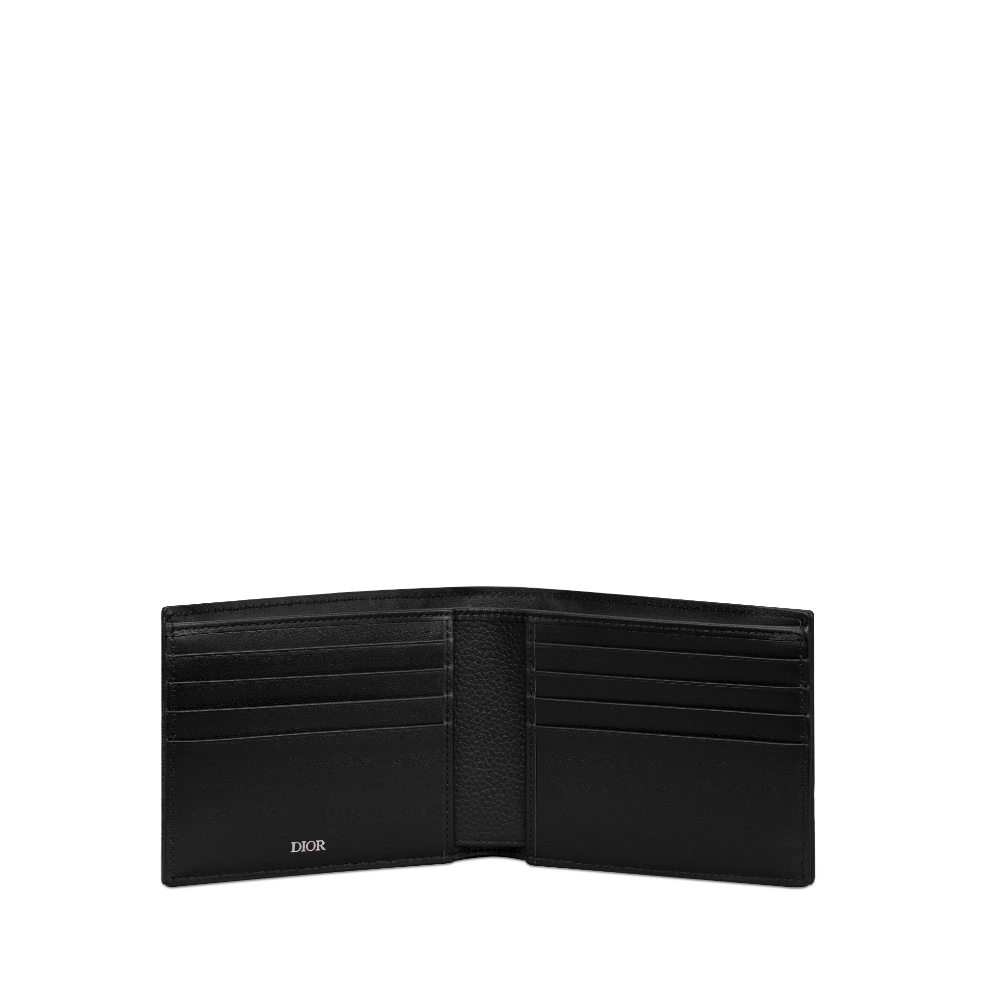 Saddle 兩摺型銀包 黑色顆粒小牛皮鑲嵌工藝配黑色 Dior Oblique 緹花 E07