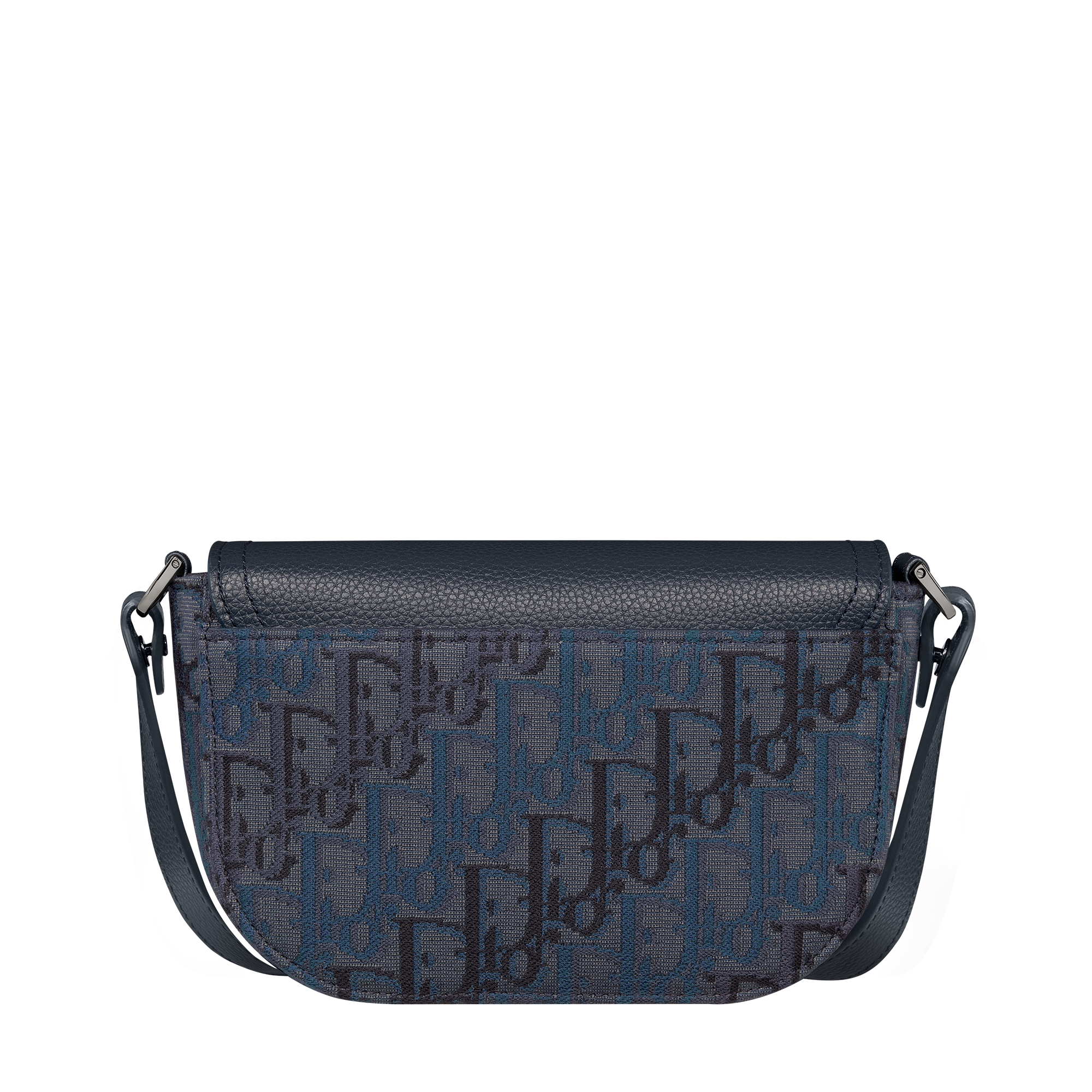 Mini Saddle Messenger Bag with Flap Deep Blue Dior Oblique Trio Jacquard and Deep Blue Grained Calfskin E08