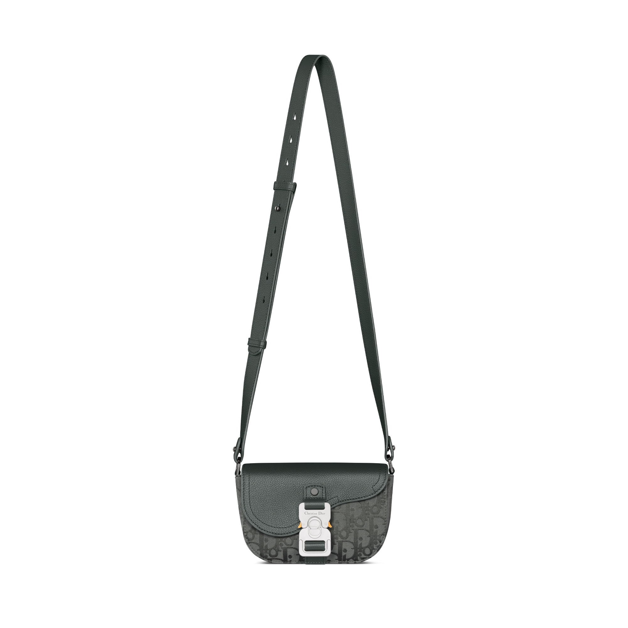 Mini Saddle Messenger Bag with Flap Anthracite Gray Dior Oblique Canvas and Anthracite Gray Grained Calfskin E07
