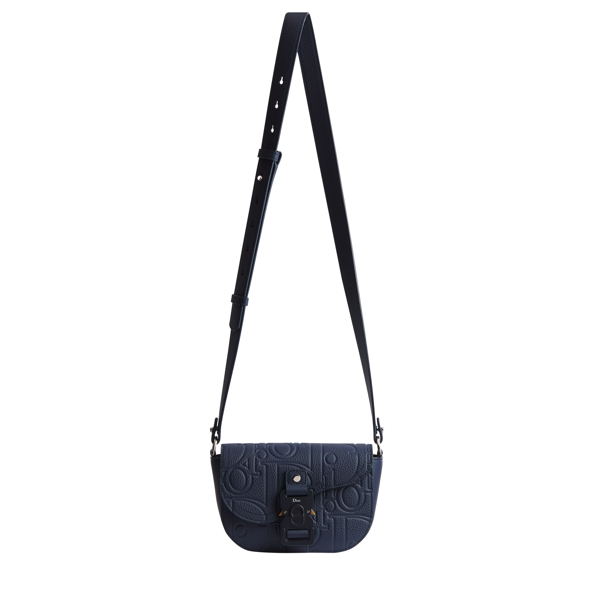 Mini Saddle Messenger Bag with Flap Navy Blue Dior Gravity Leather E01