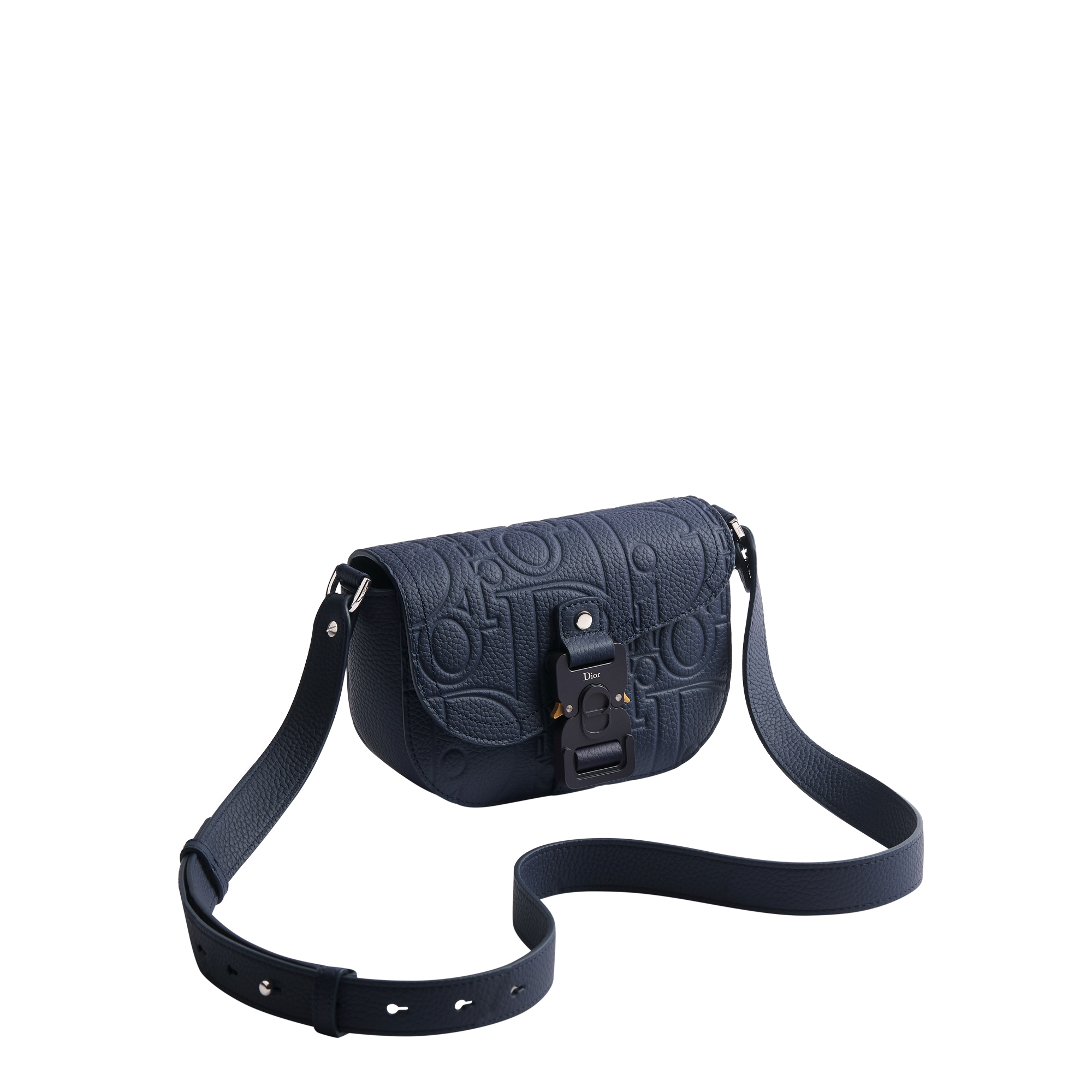Mini Saddle Messenger Bag with Flap Navy Blue Dior Gravity Leather E03