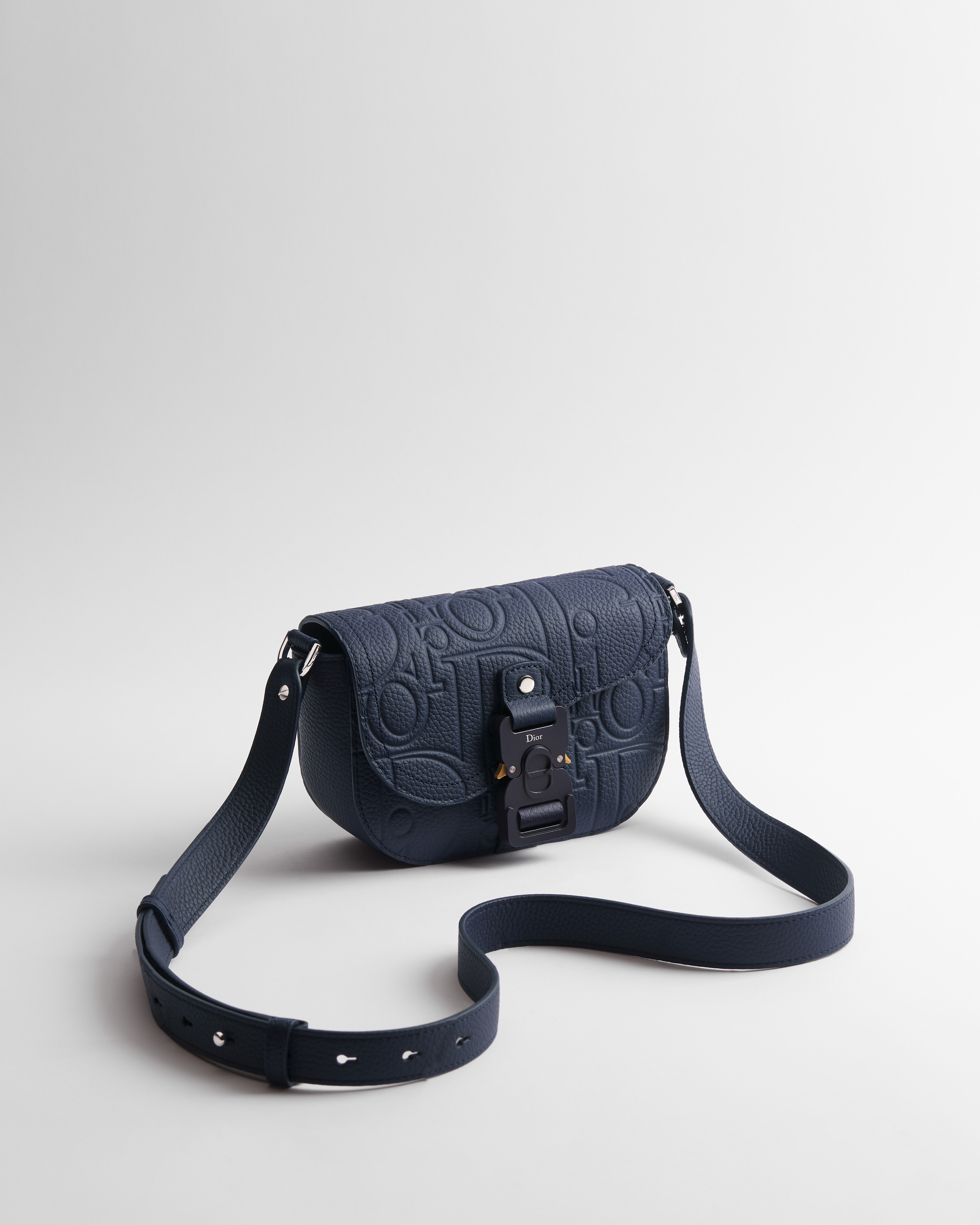 Mini sac Messenger à rabat Saddle Cuir Dior Gravity bleu marine E03
