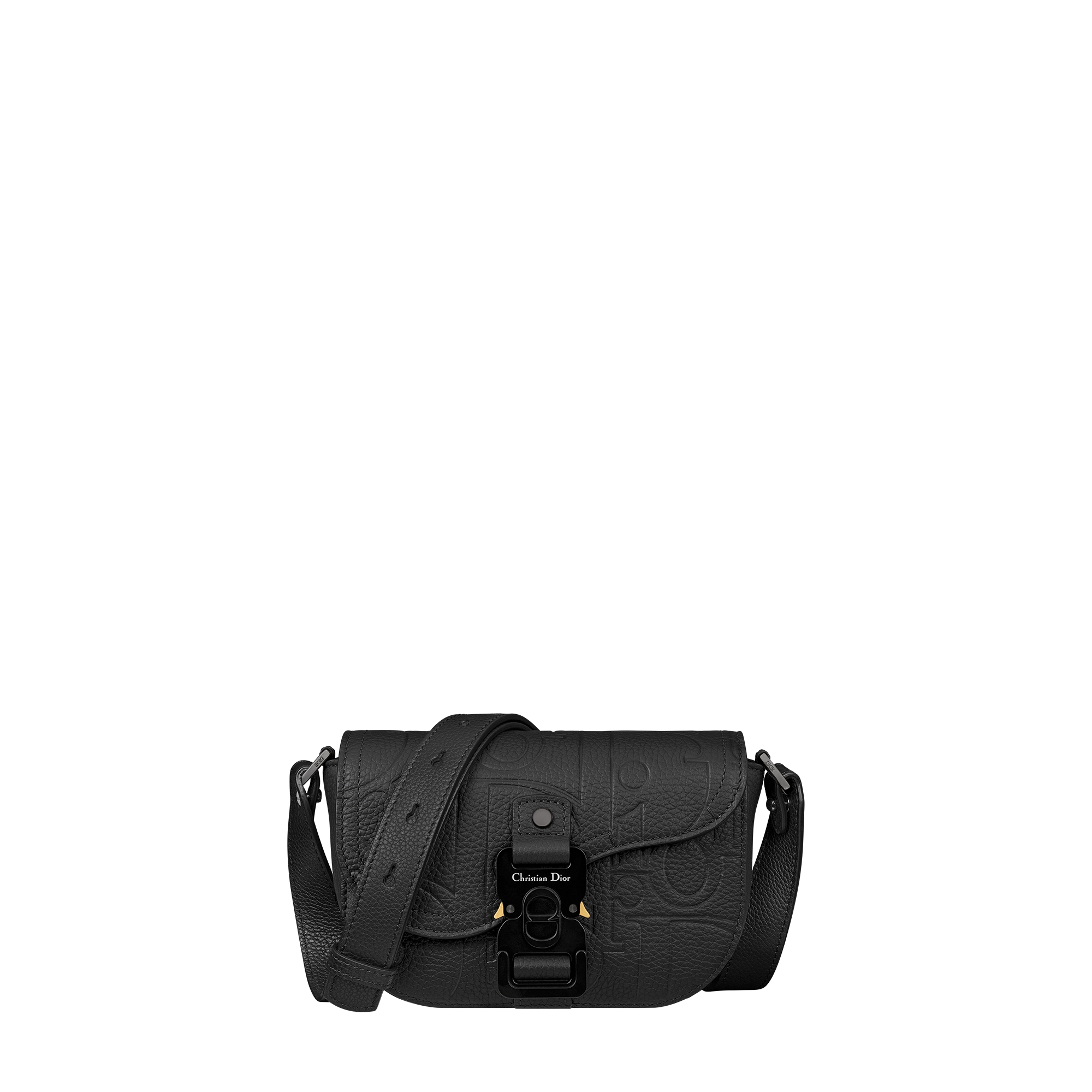 Mini Saddle Messenger Bag with Flap Black Dior Gravity Leather E01