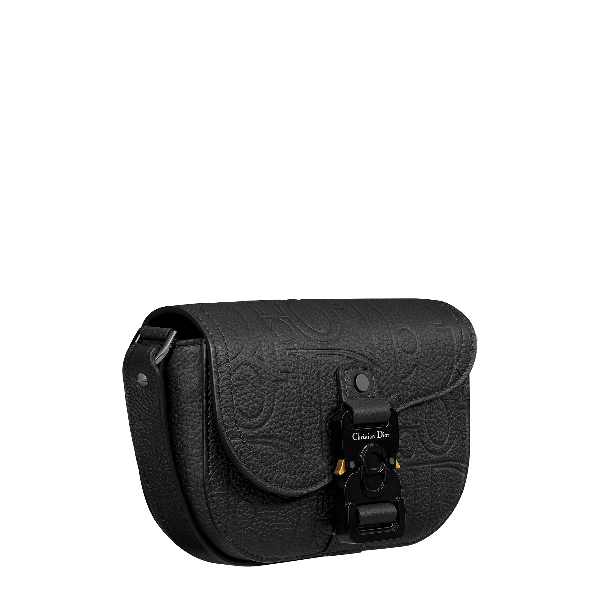 Mini Saddle Messenger Bag with Flap Black Dior Gravity Leather E03