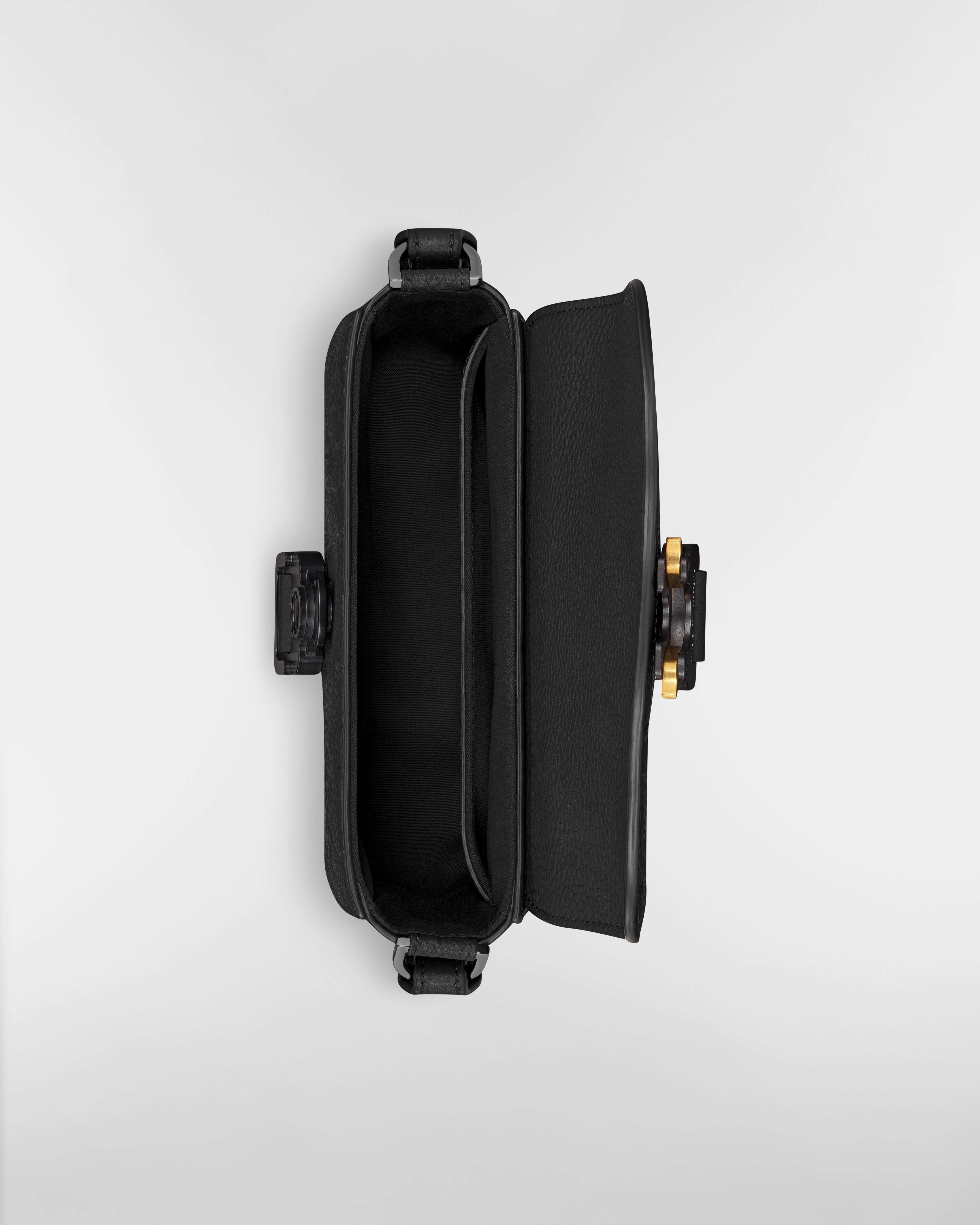 Mini Saddle Messenger Bag with Flap Black Dior Gravity Leather E06