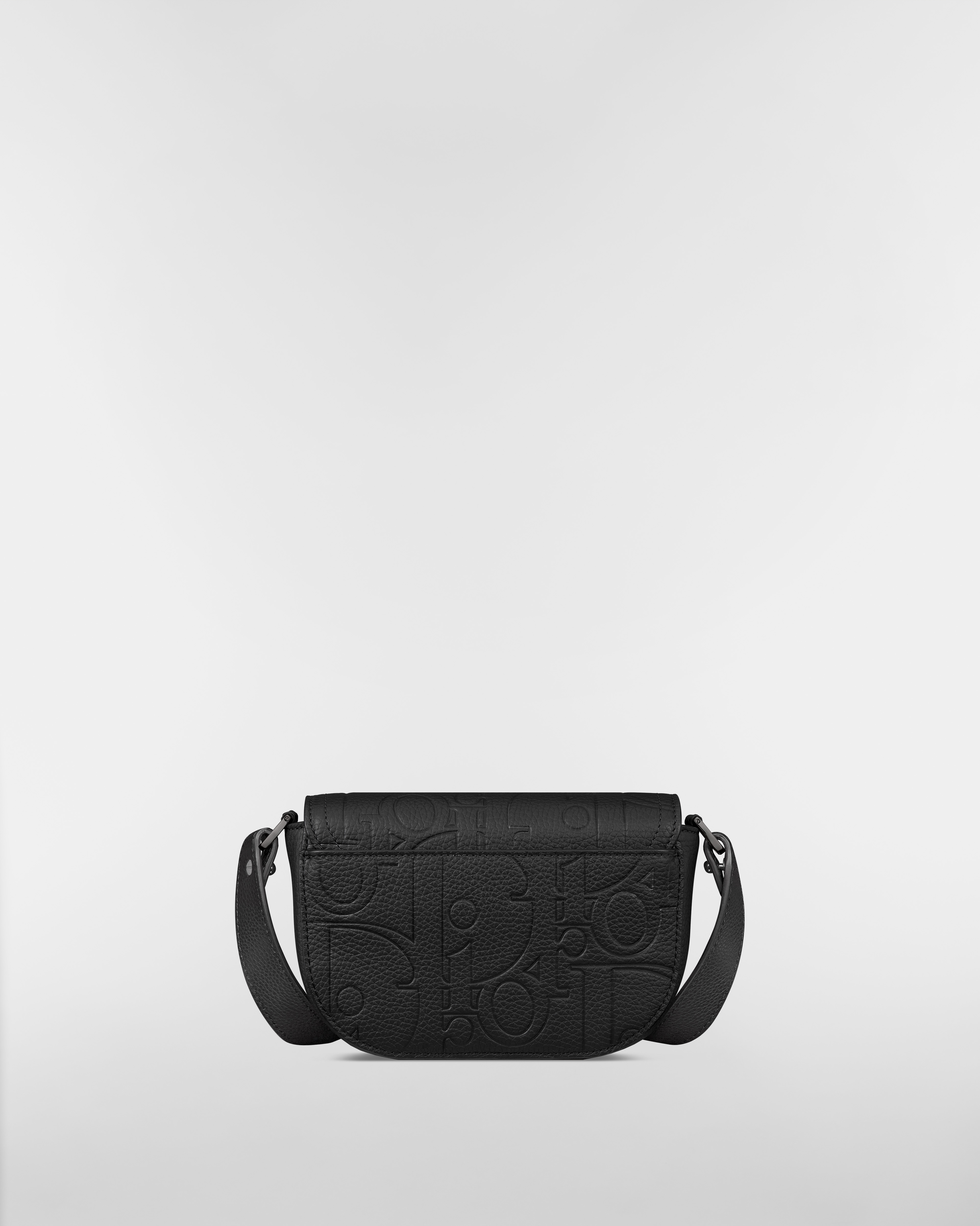 Mini Saddle Messenger Bag with Flap Black Dior Gravity Leather E08